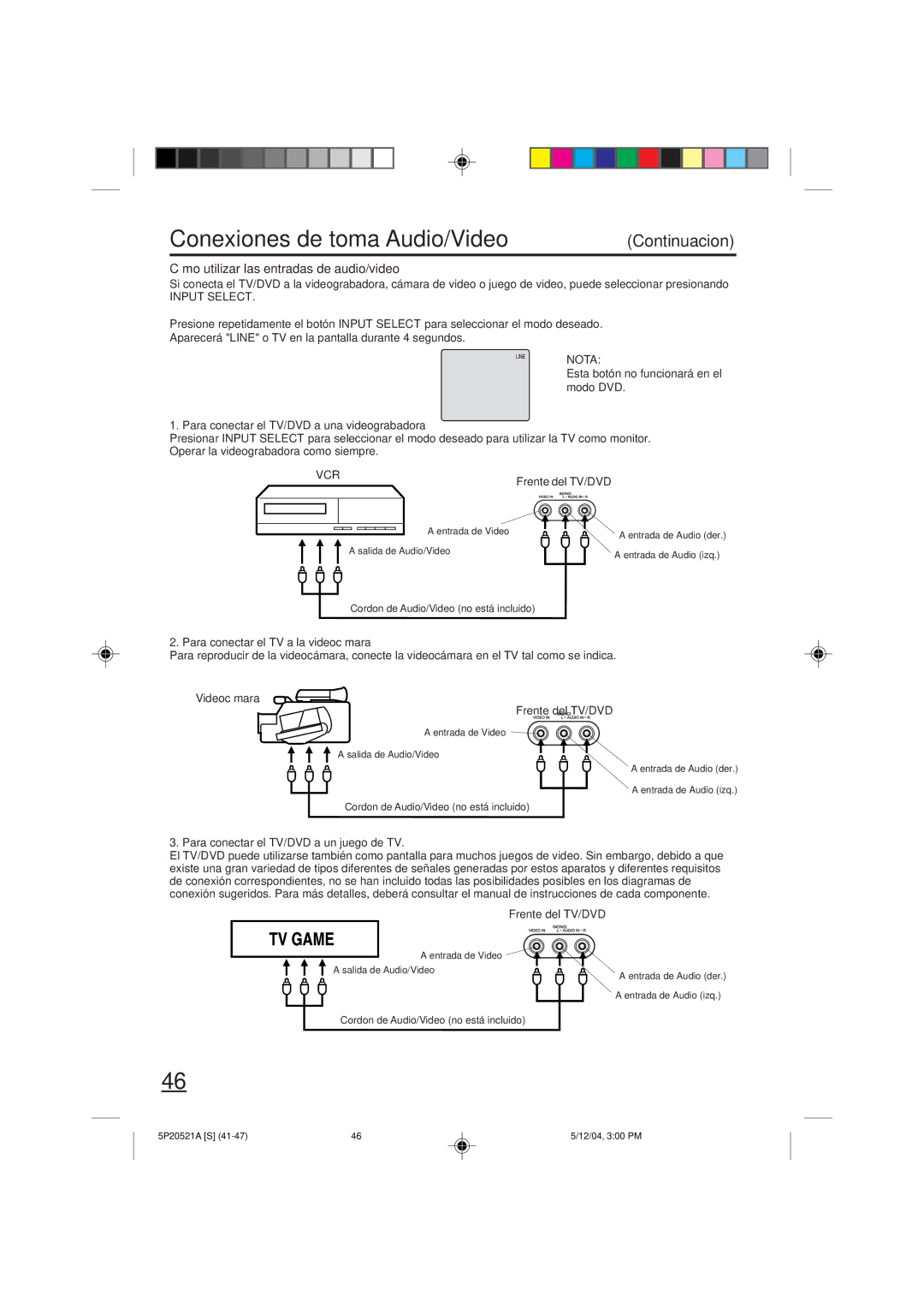 Memorex MVD2113 owner manual Cómo utilizar las entradas de audio/video, Input Select 