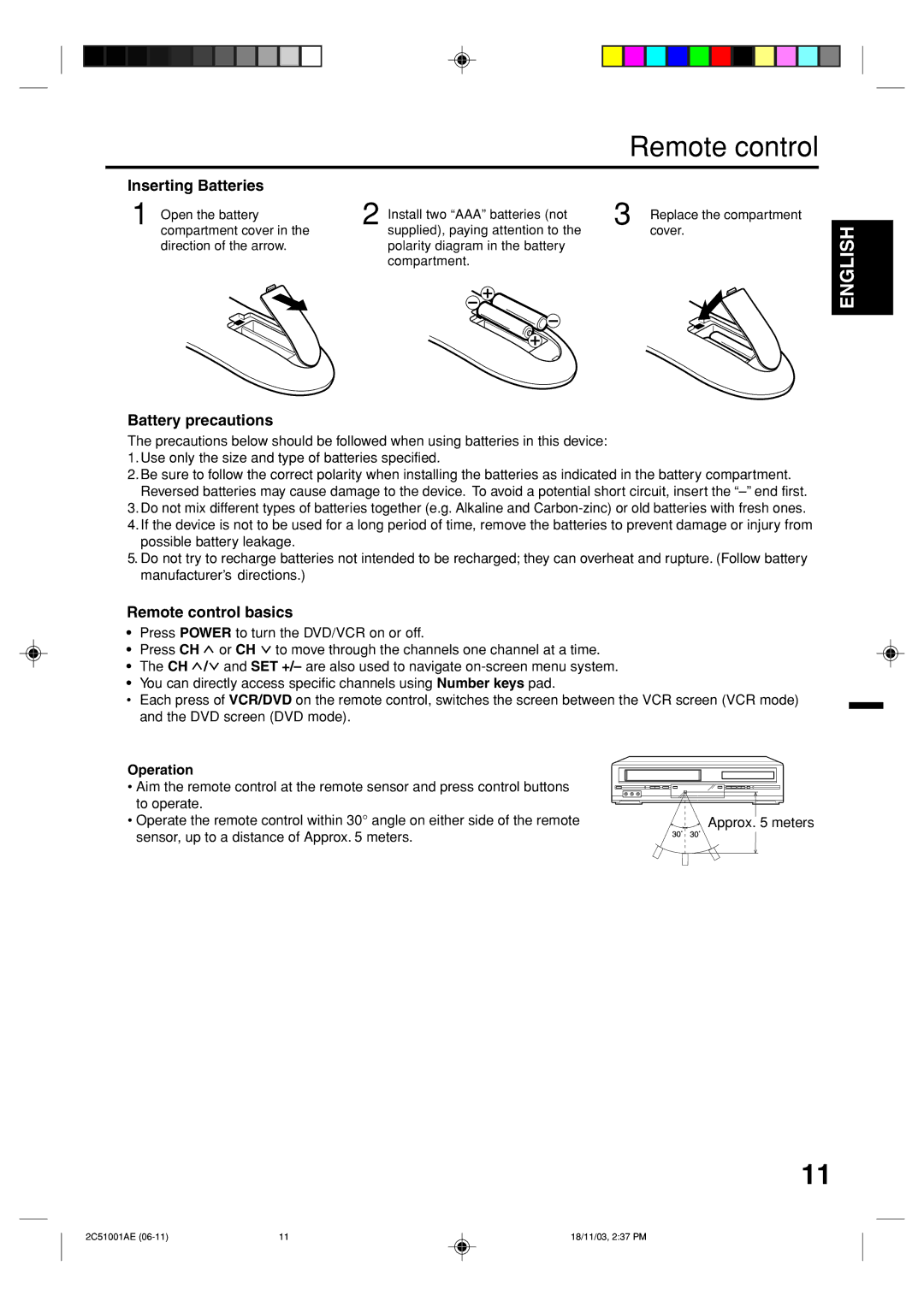 Memorex MVD4540B owner manual Inserting Batteries, Battery precautions, Remote control basics, Operation 