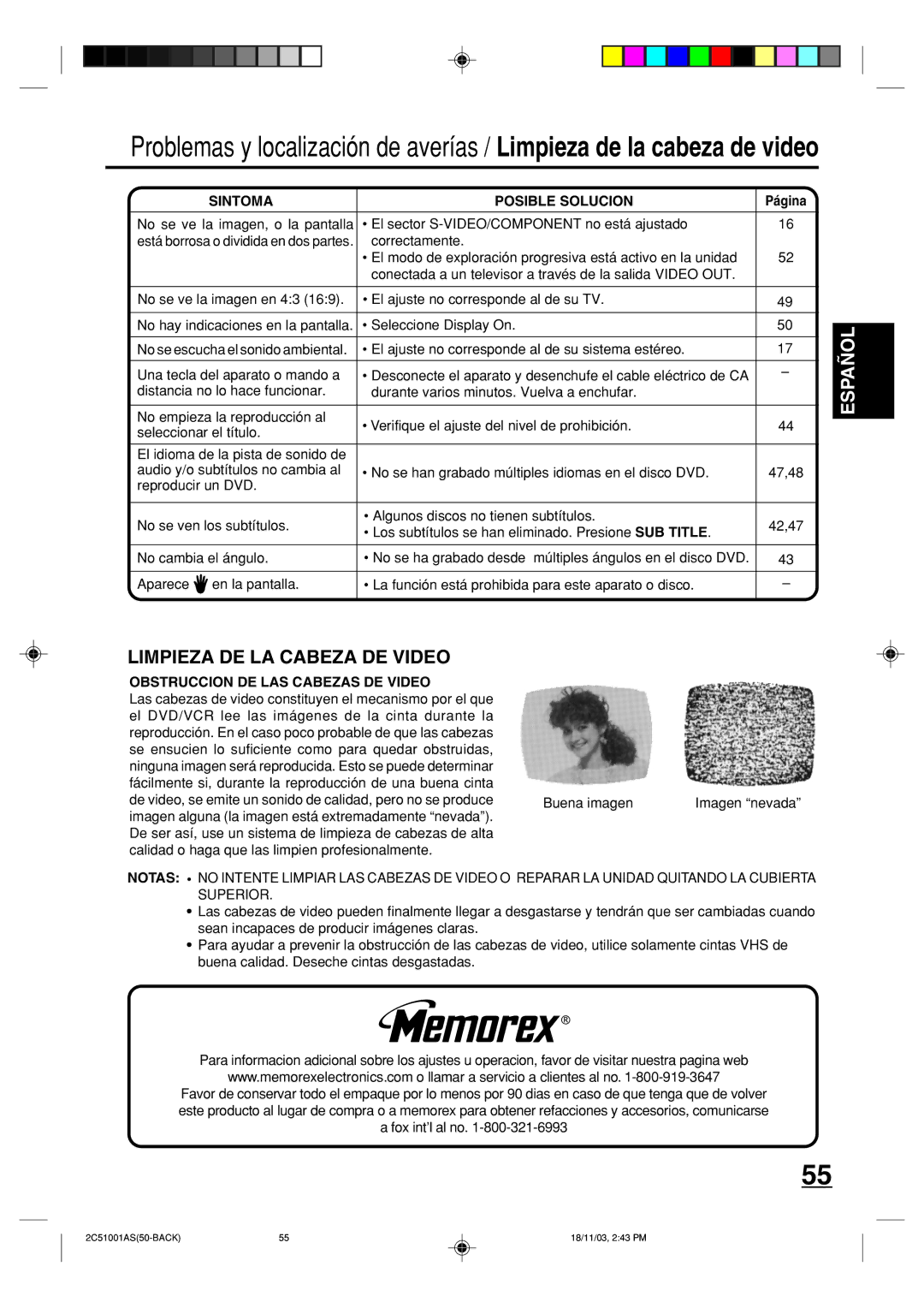 Memorex MVD4540B Sintoma Posible Solucion, Seleccione Display On, Los subtítulos se han eliminado. Presione SUB Title 