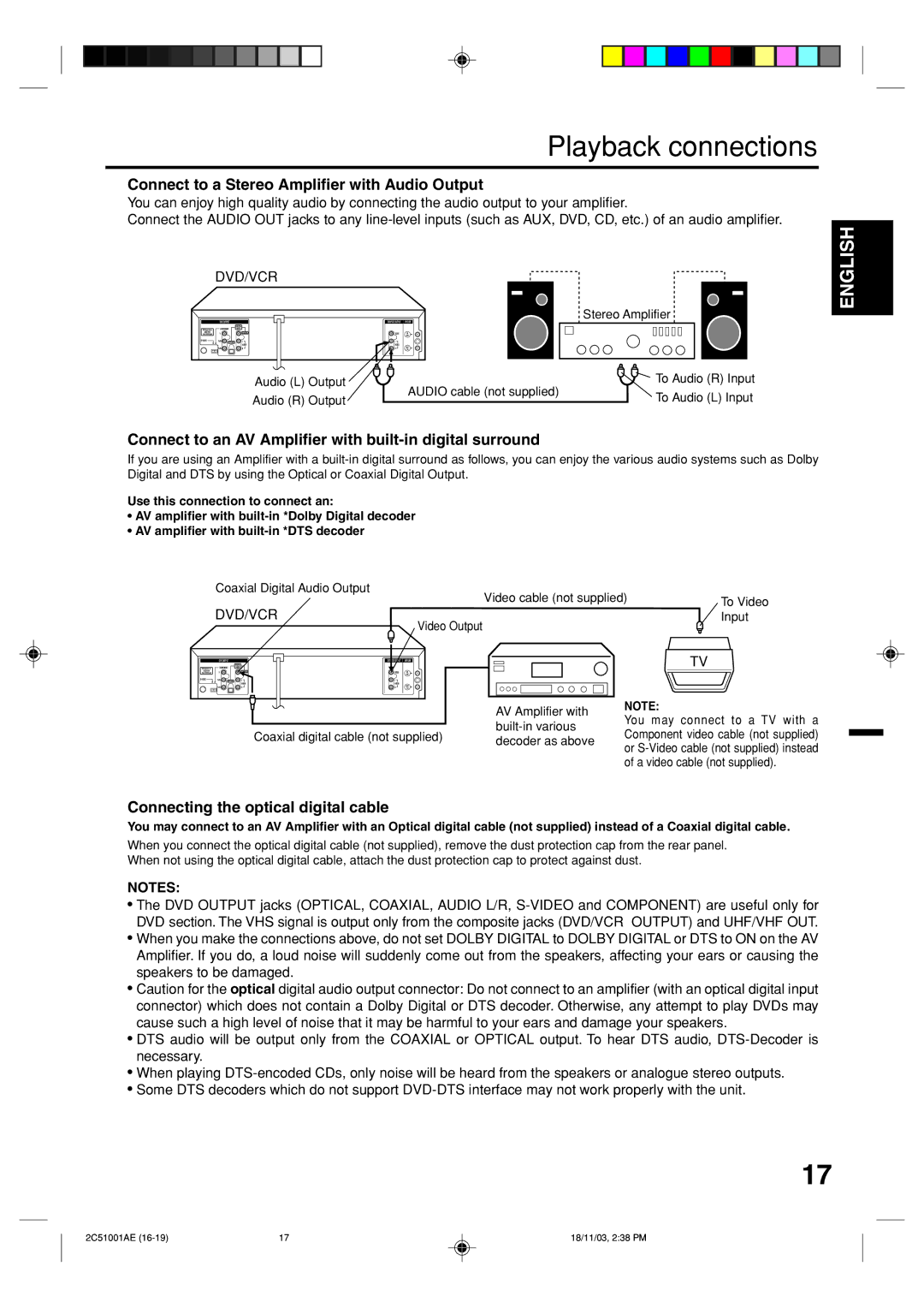 Memorex MVD4540B owner manual Playback connections, Connect to a Stereo Amplifier with Audio Output 