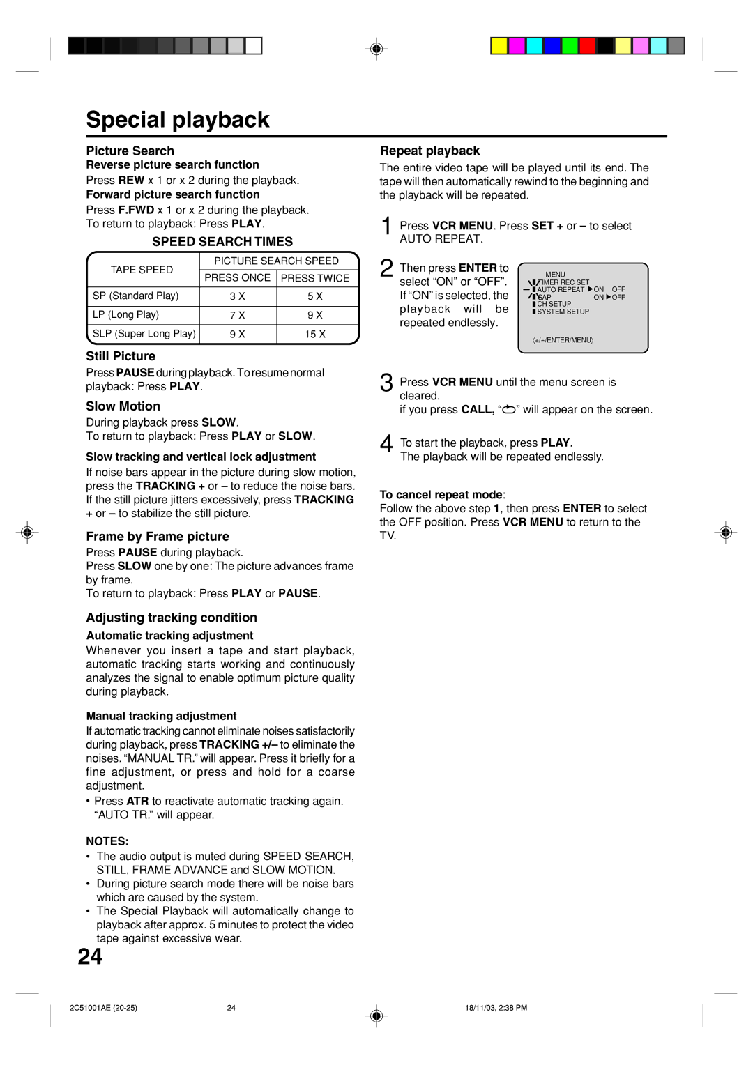 Memorex MVD4540B owner manual Special playback, Speed Search Times 