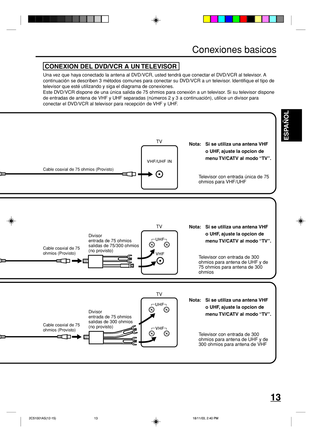 Memorex MVD4540B owner manual Conexiones basicos 