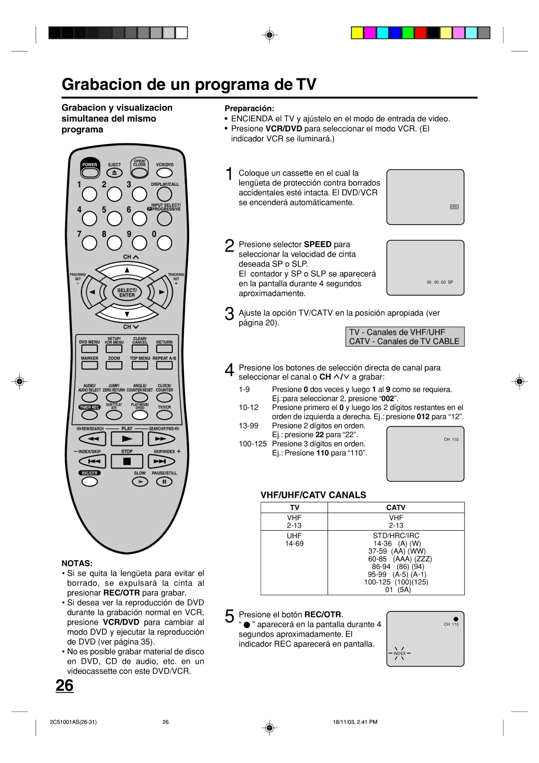 Memorex MVD4540B owner manual Grabacion de un programa de TV, Grabacion y visualizacion simultanea del mismo programa 