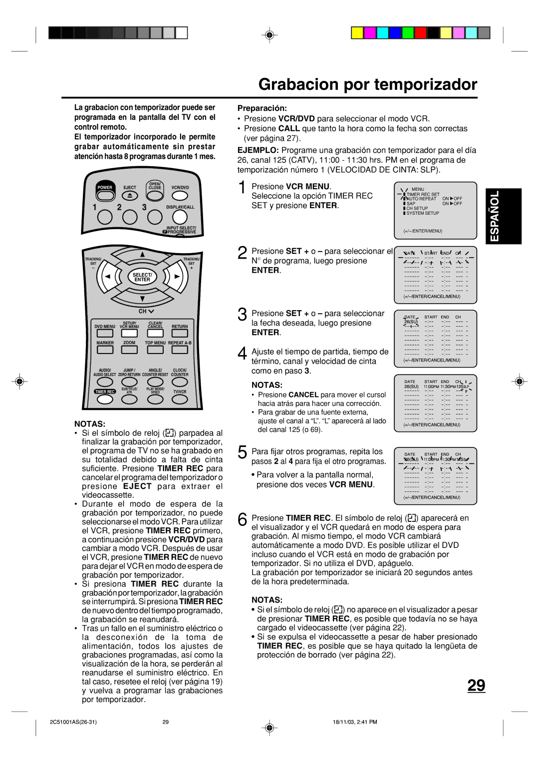 Memorex MVD4540B Grabacion por temporizador, La fecha deseada, luego presione, Ajuste el tiempo de partida, tiempo de 