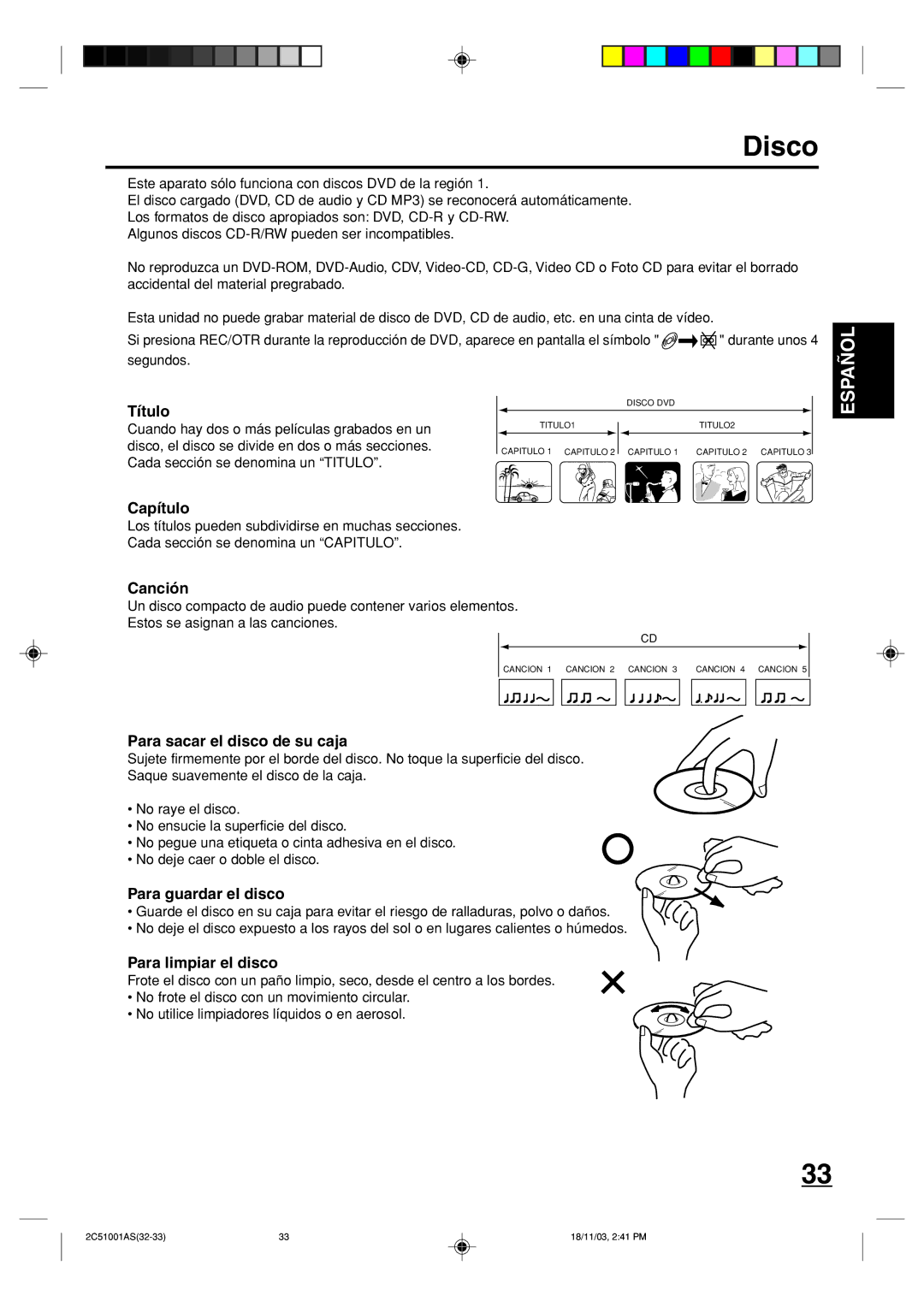 Memorex MVD4540B owner manual Disco 