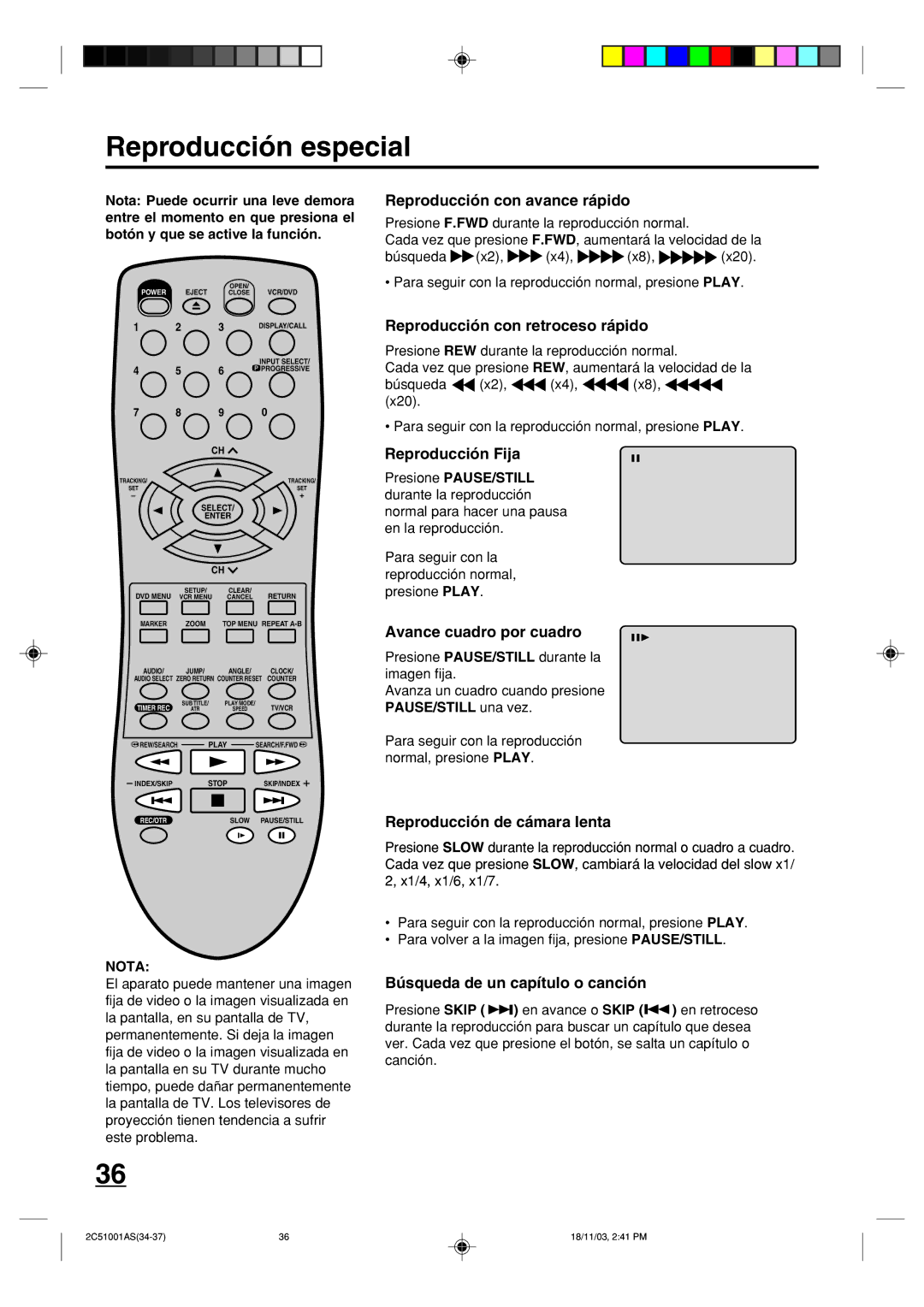 Memorex MVD4540B owner manual Reproducción especial 