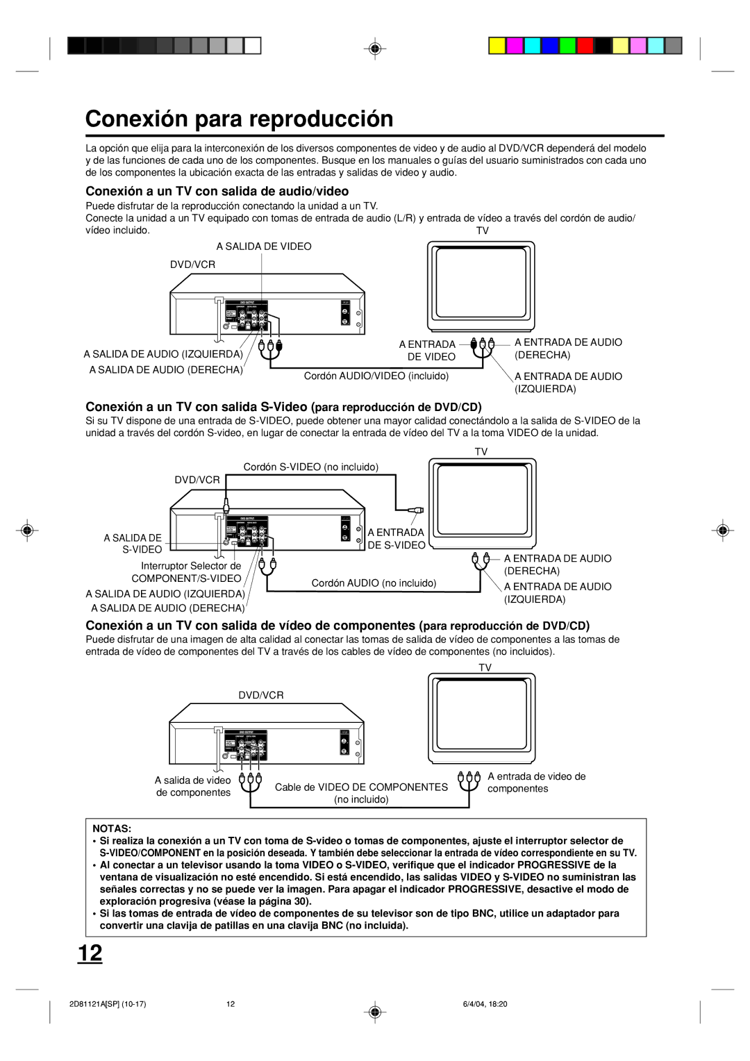 Memorex MVD4540C owner manual Conexión para reproducción 