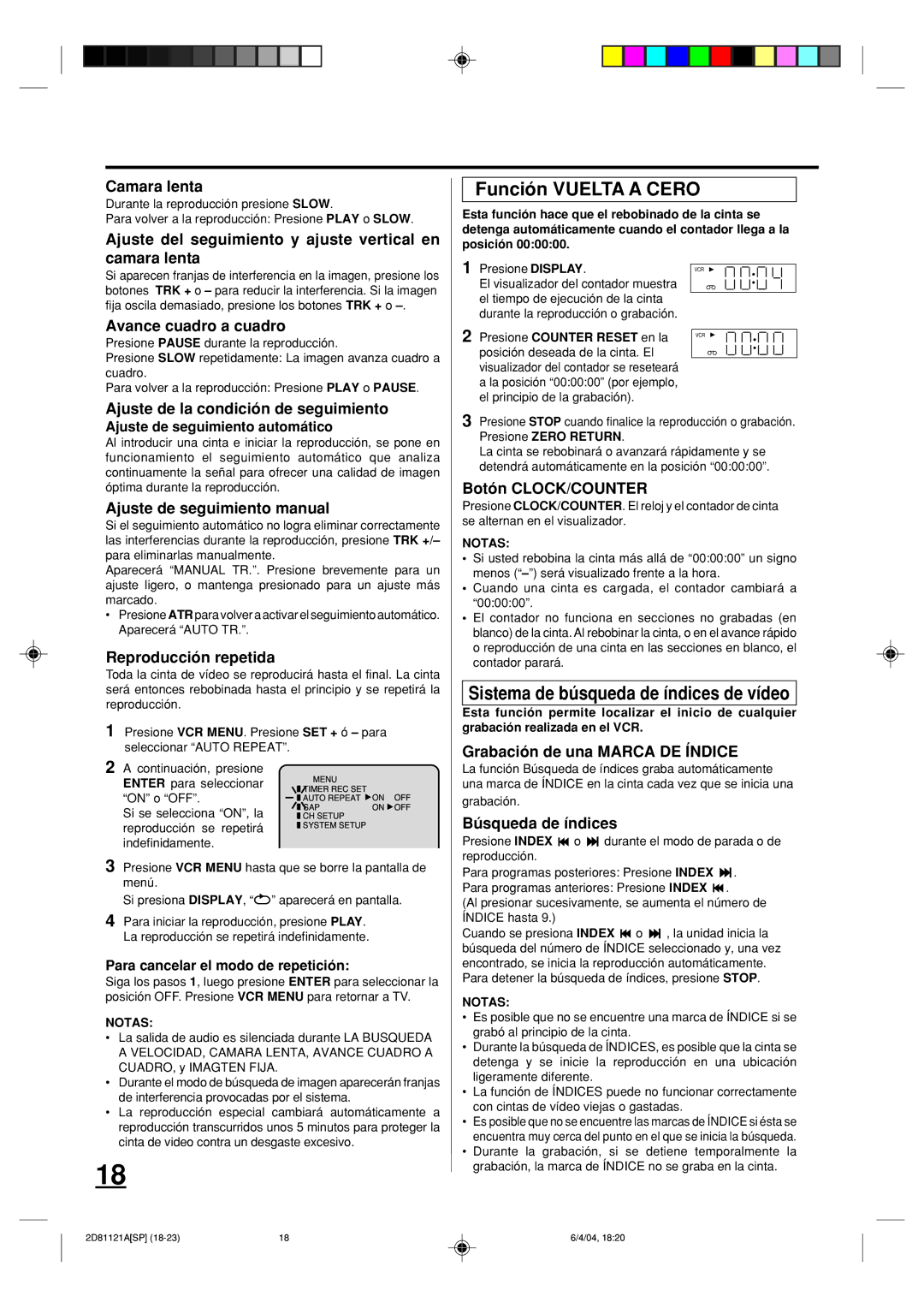 Memorex MVD4540C owner manual Función Vuelta a Cero, Sistema de búsqueda de índices de vídeo 