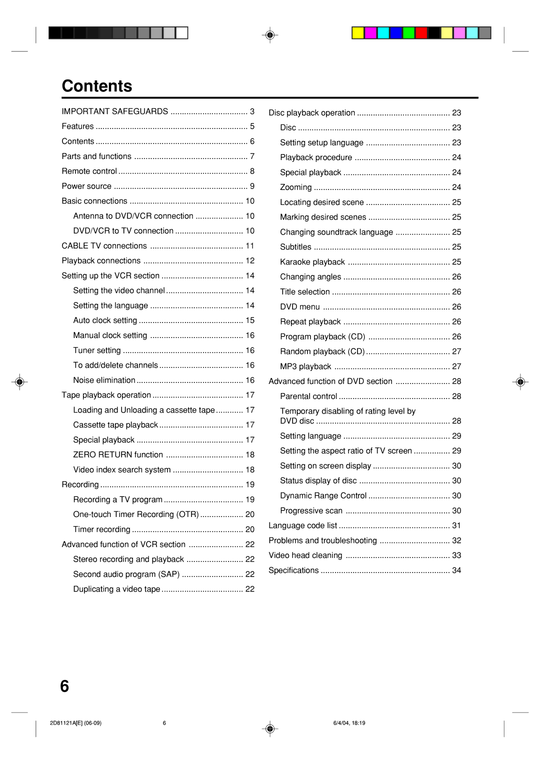 Memorex MVD4540C owner manual Contents 