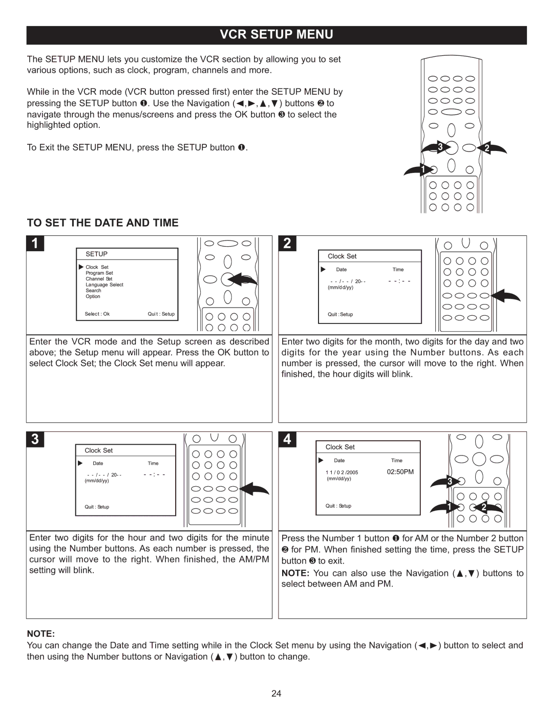 Memorex MVD4543 manual To SET the Date and Time 