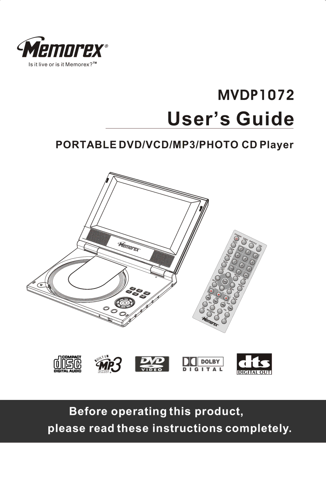 Memorex MVDP1072 manual User’s Guide 