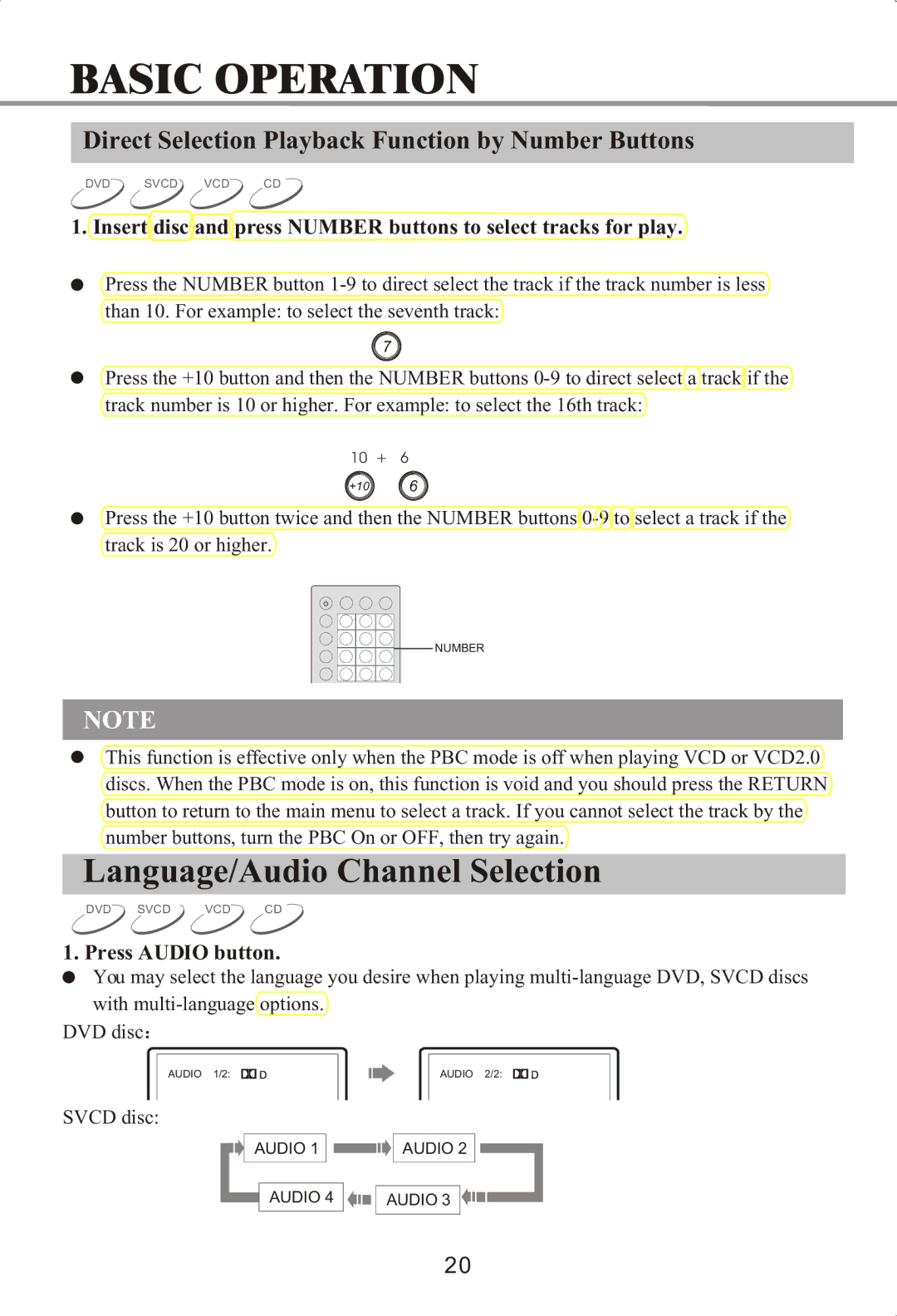 Memorex MVDP1072 manual Language/Audio Channel Selection, Press Audio button 