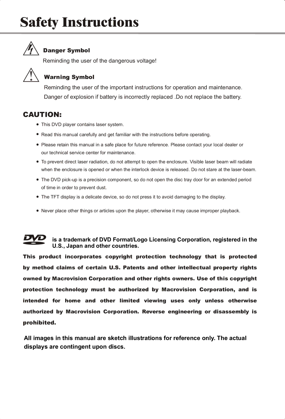 Memorex MVDP1072 manual Safety Instructions 