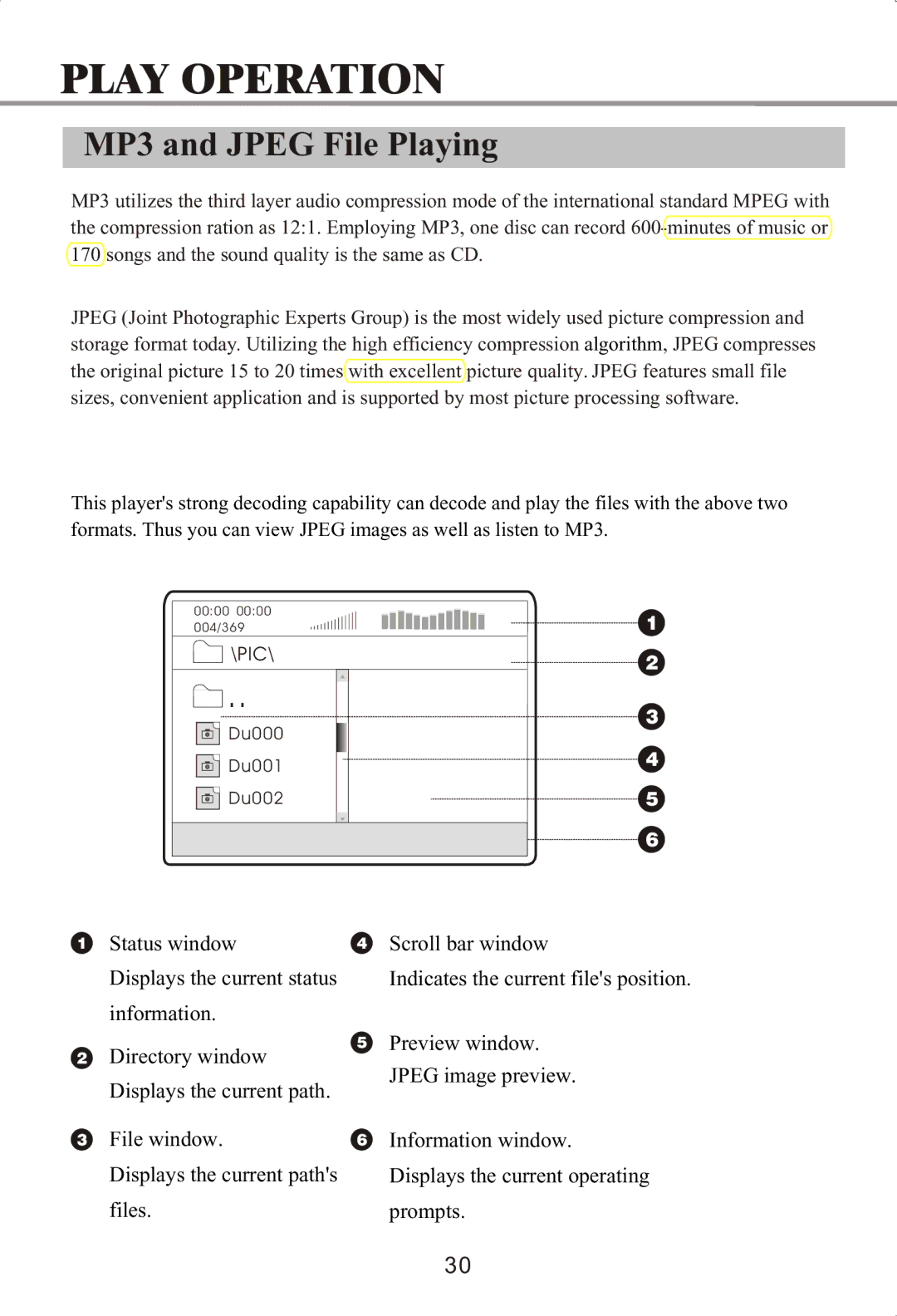 Memorex MVDP1072 manual MP3 and Jpeg File Playing 