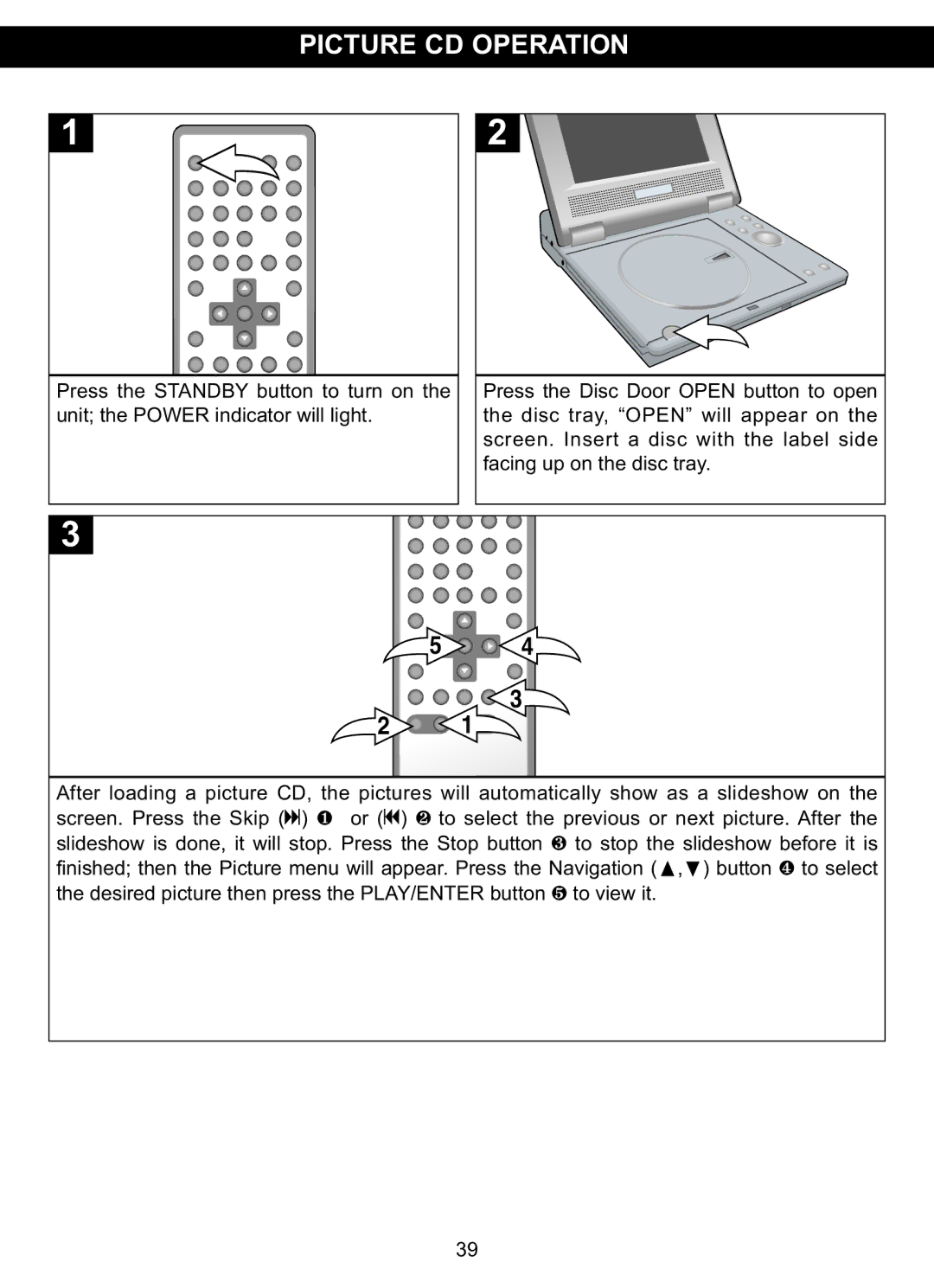 Memorex MVDP1075 manual Picture CD Operation 