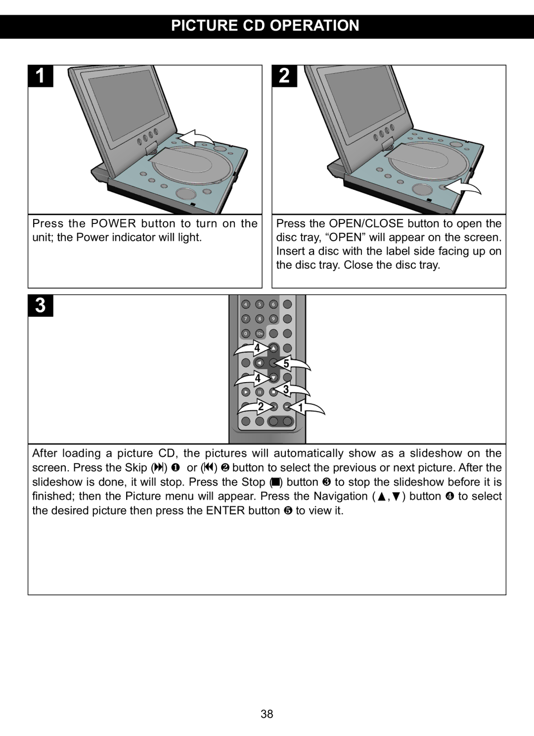 Memorex MVDP1076 manual Picture CD Operation 