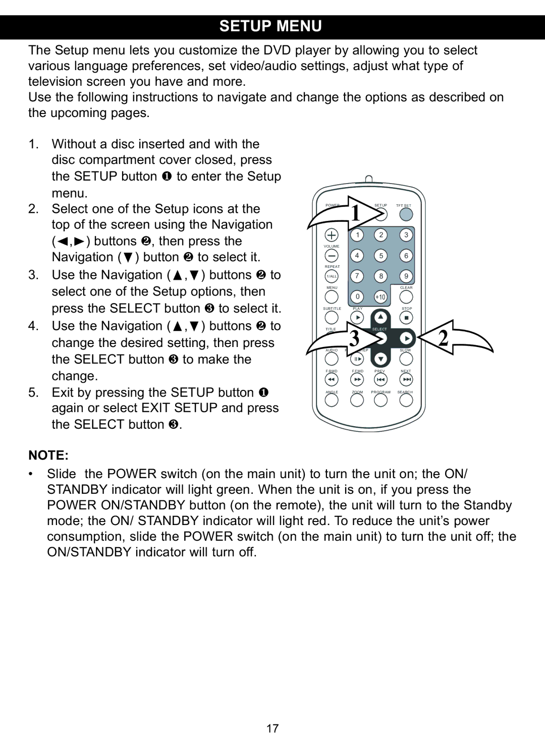 Memorex MVDP1077 manual Setup Menu 