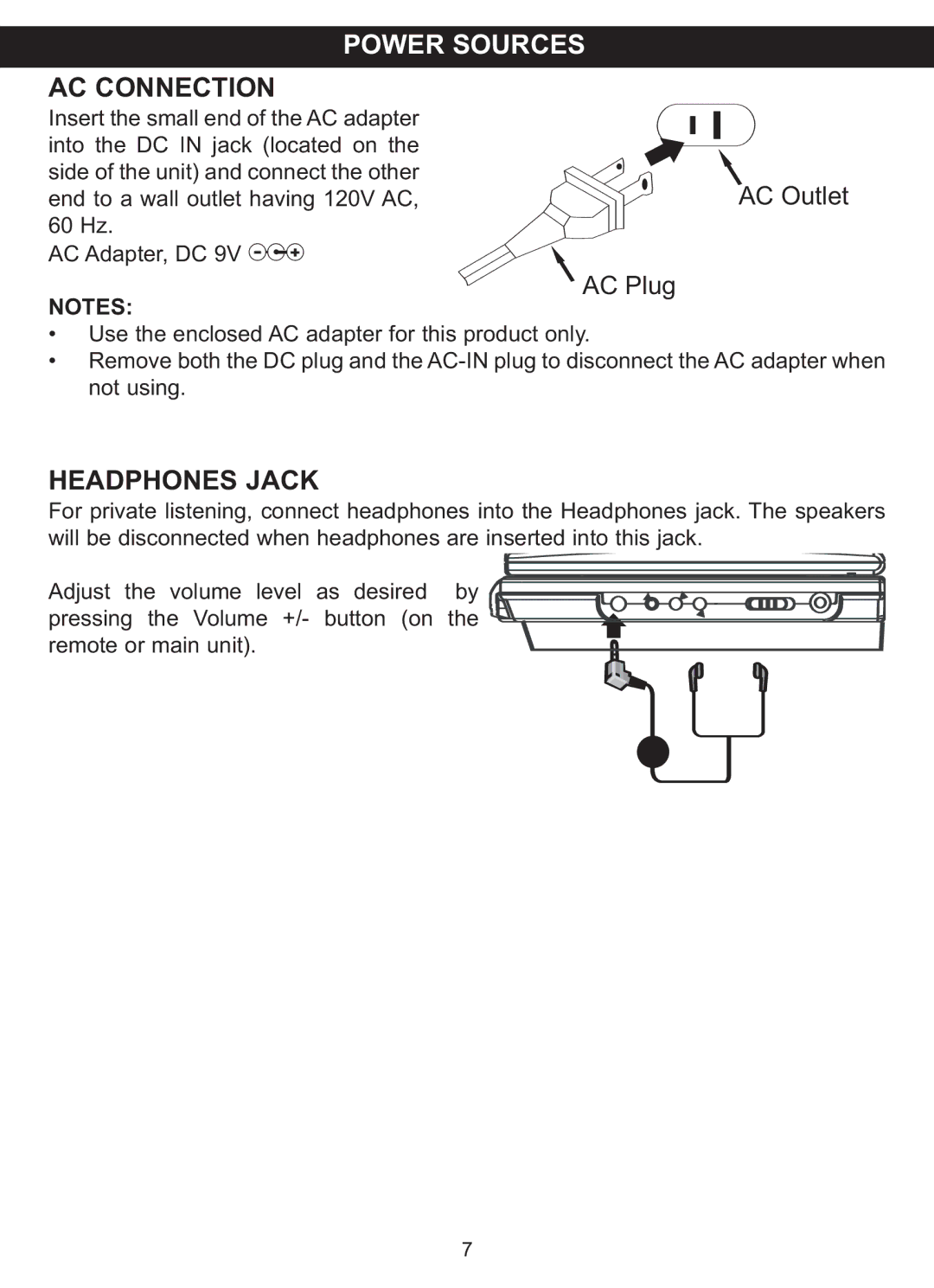 Memorex MVDP1077 manual AC Connection 