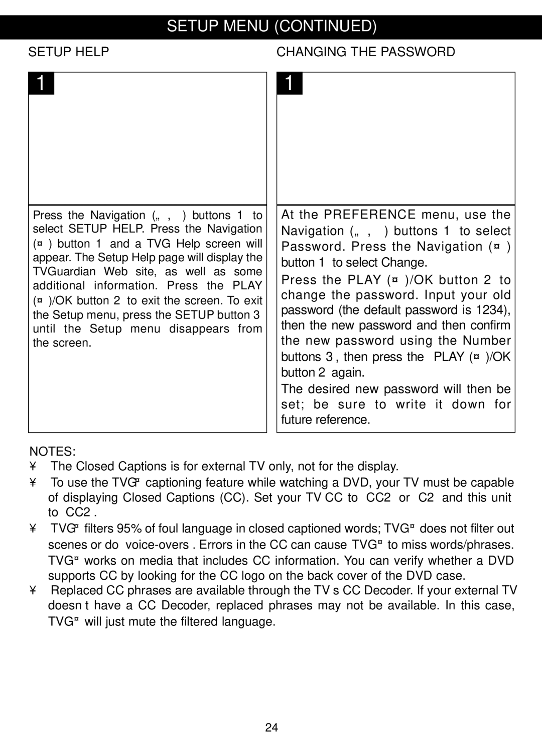 Memorex MVDP1088 manual Setup Help Changing the Password 