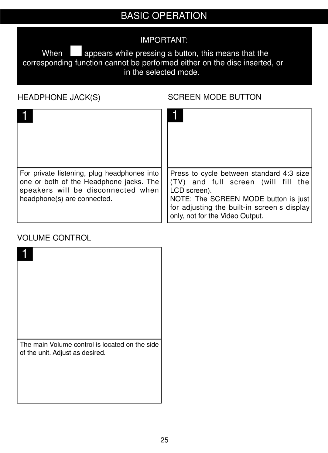 Memorex MVDP1088 manual Headphone Jacks Screen Mode Button, Volume Control 