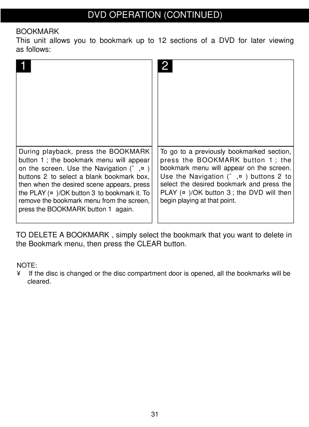 Memorex MVDP1088 manual Bookmark 