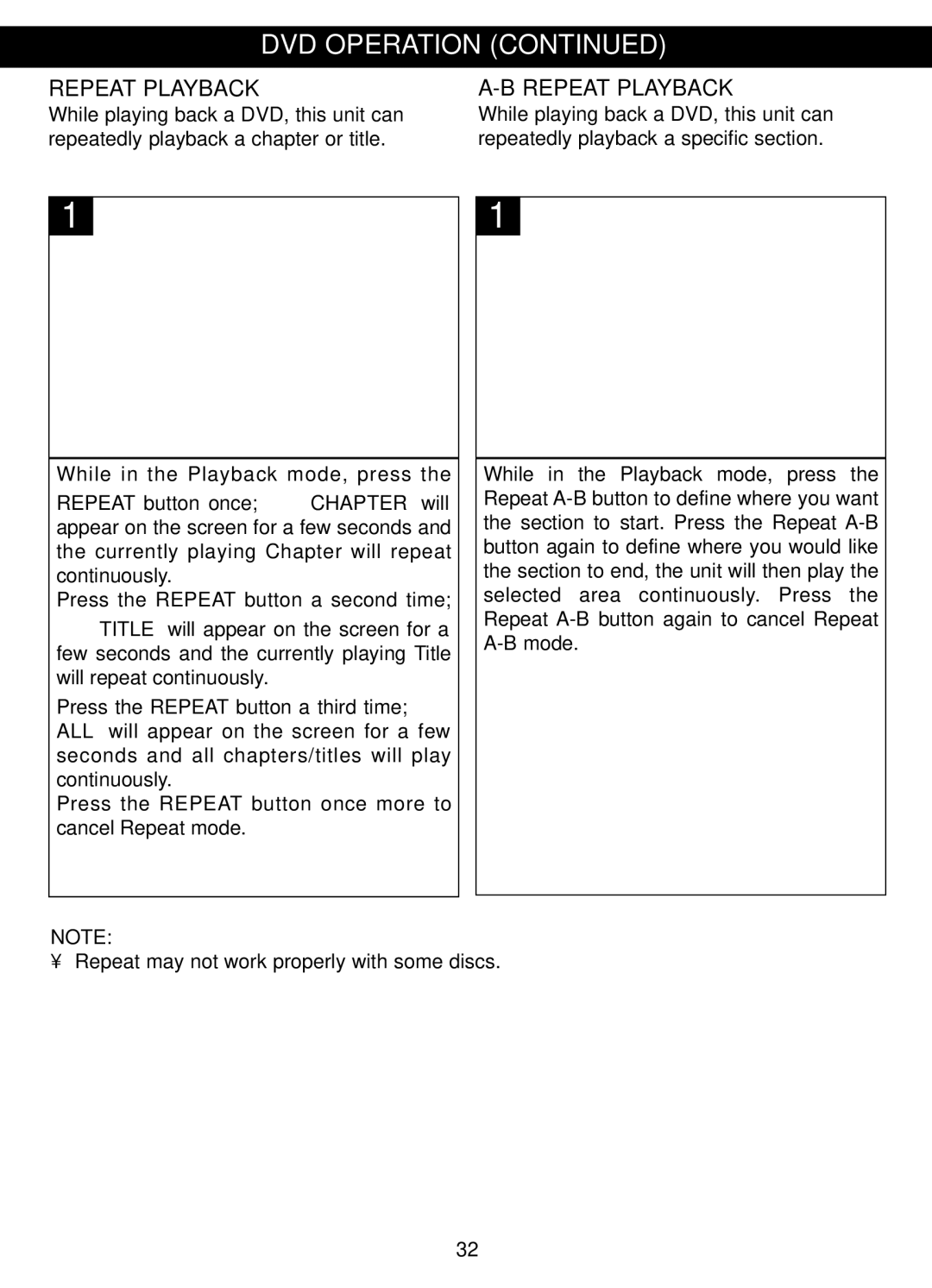 Memorex MVDP1088 manual Repeat Playback 