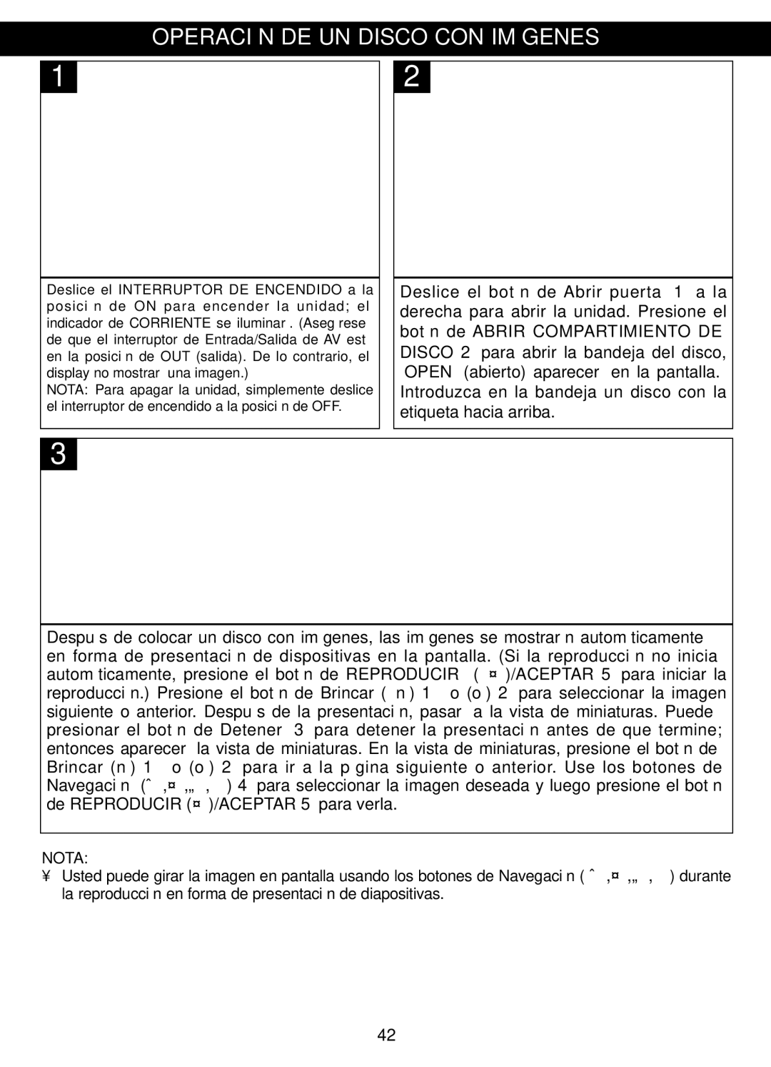 Memorex MVDP1088 manual Operación DE UN Disco CON Imágenes, Disco 2 para abrir la bandeja del disco, Etiqueta hacia arriba 