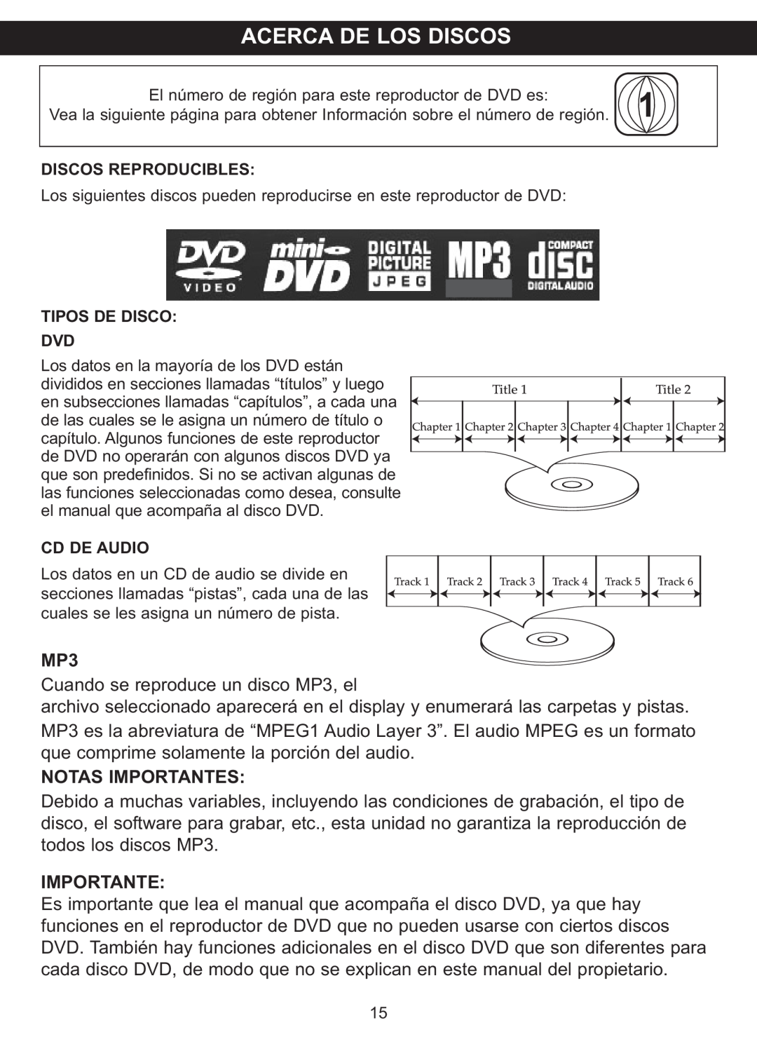 Memorex MVDP1088 manual Acerca De Los Discos, Notas Importantes 