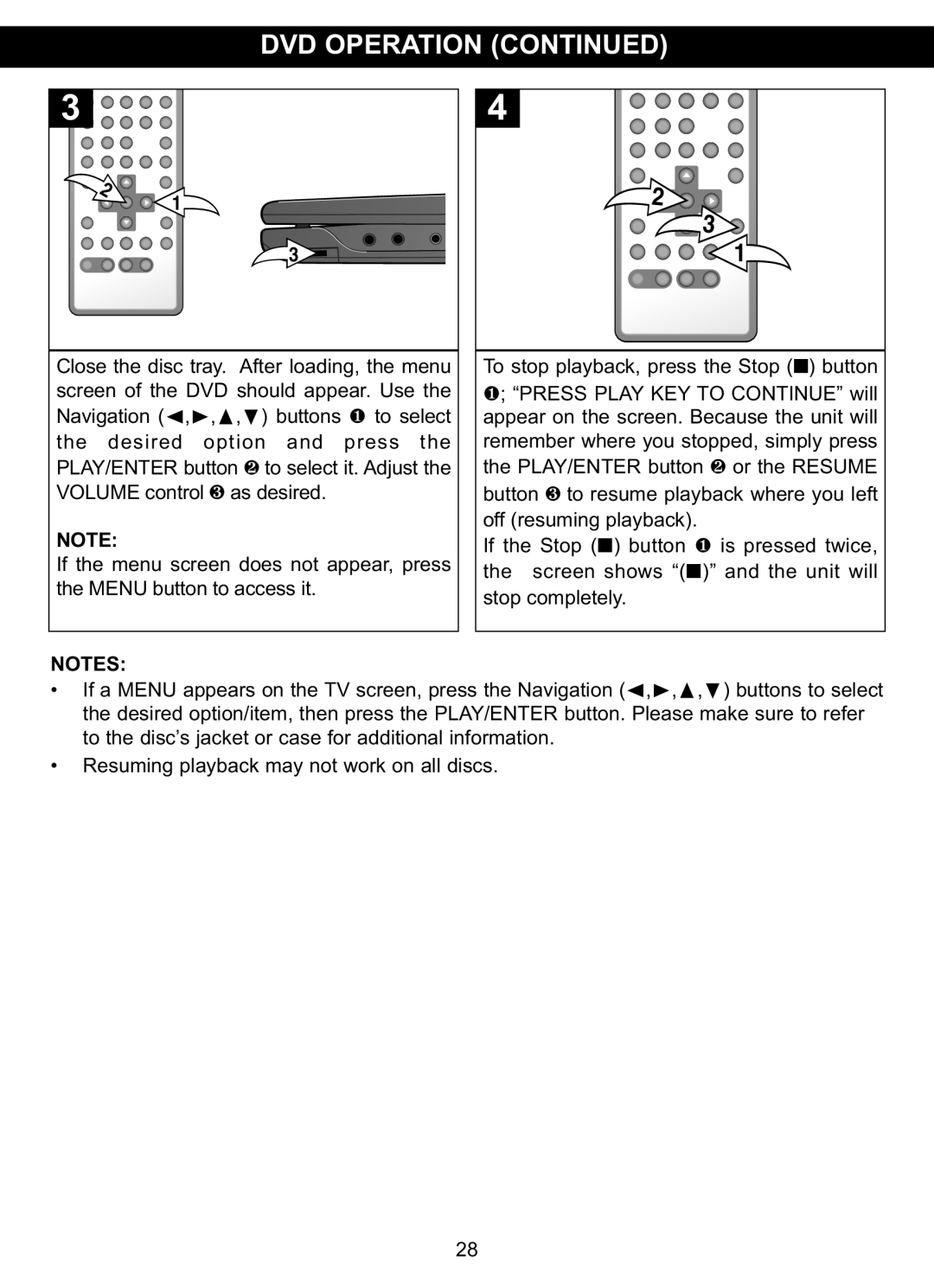 Memorex MVDP1101 manual Desired option and press 