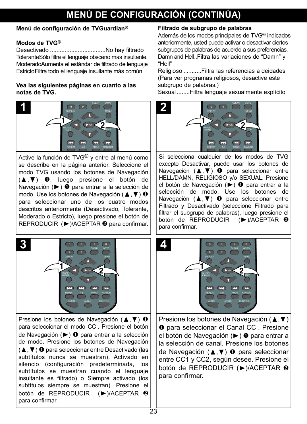 Memorex MVDP1102 manual Presione los botones de Navegación π,† 