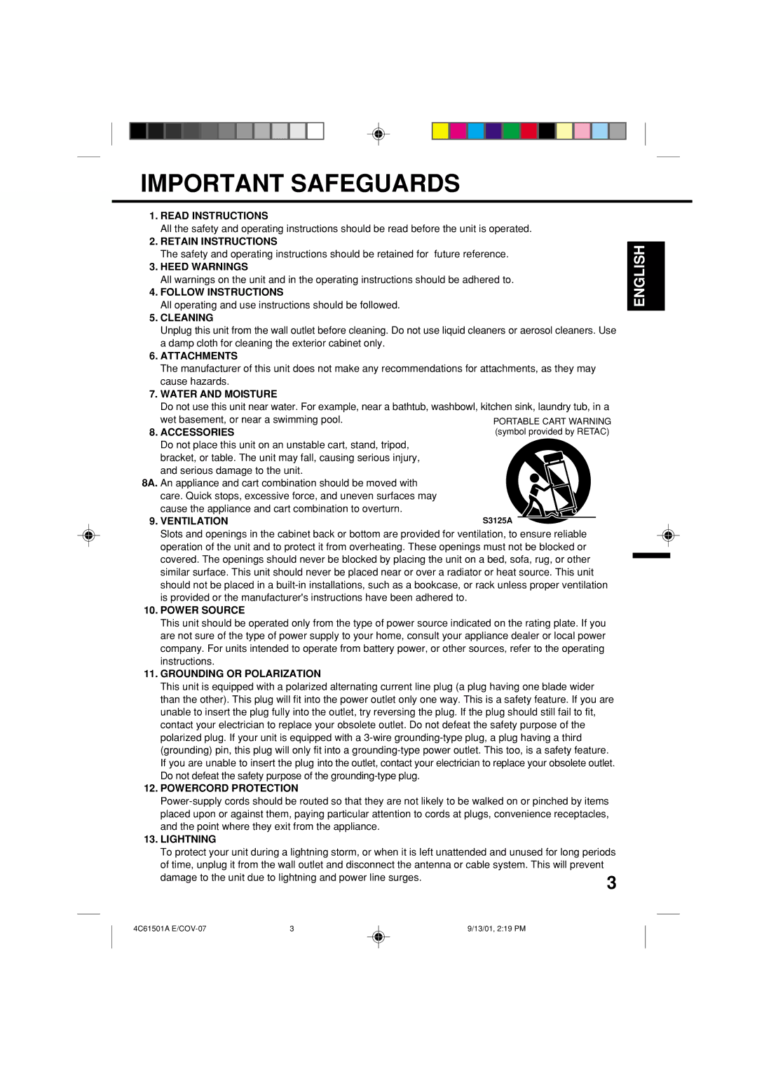 Memorex MVP0028 Read Instructions, Retain Instructions, Heed Warnings, Follow Instructions, Cleaning, Attachments 