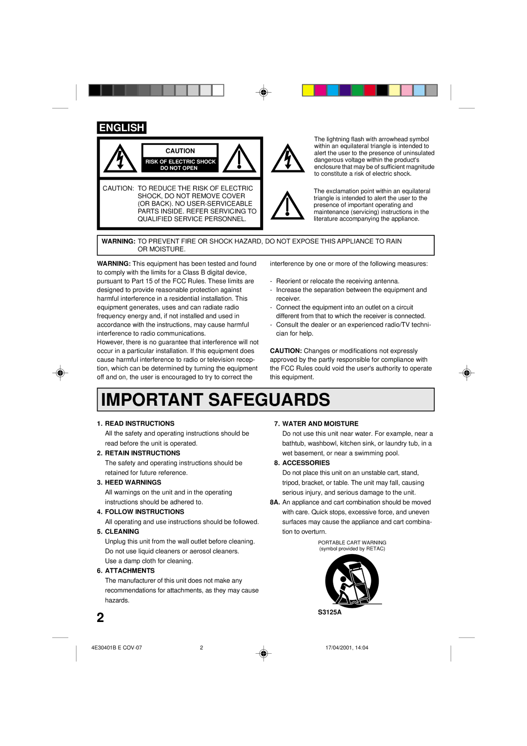 Memorex MVR2041, MVR041 Read Instructions, Retain Instructions, Heed Warnings, Follow Instructions, Cleaning, Attachments 