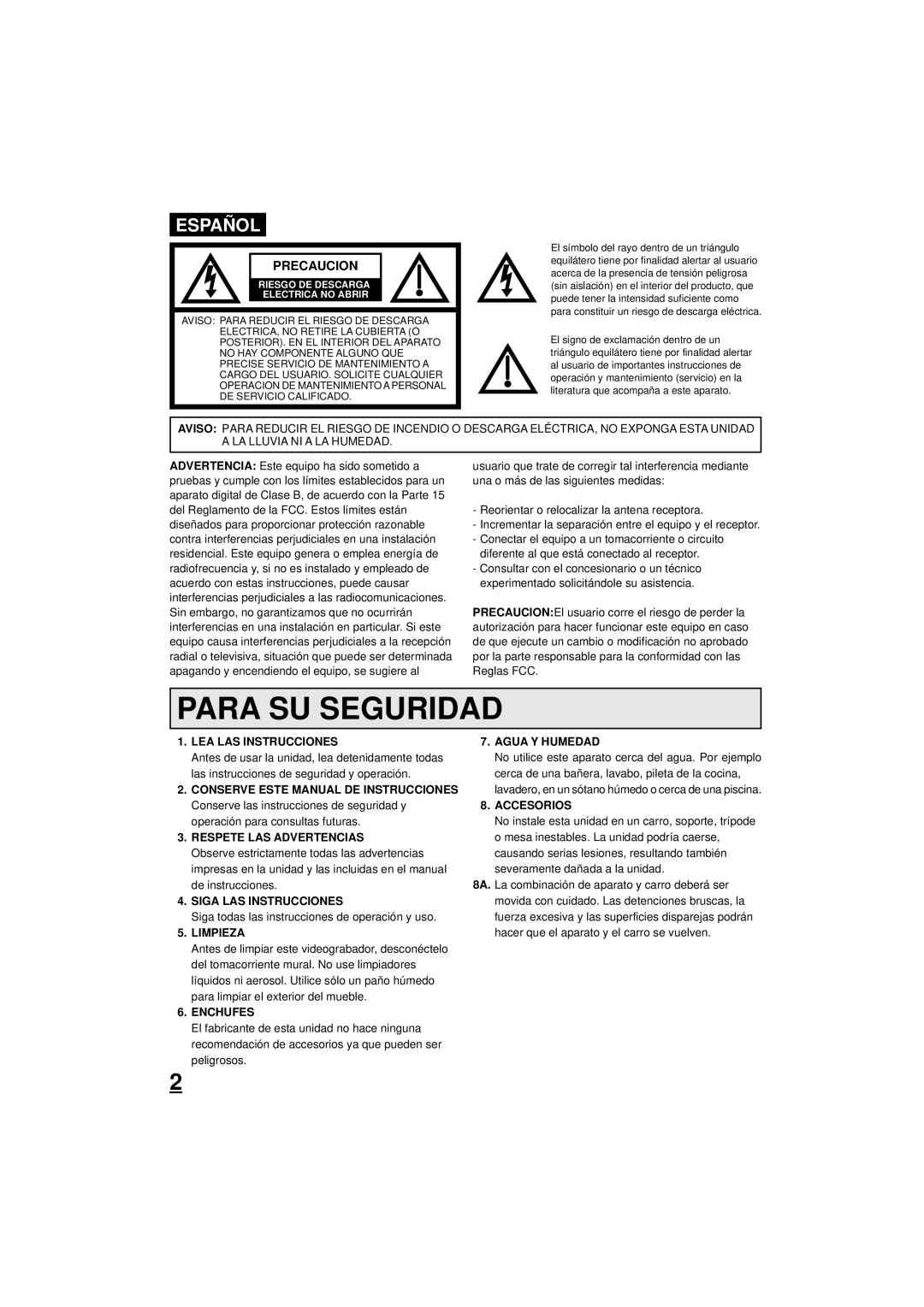 Memorex MVR2041, MVR041, MVR2040A owner manual Precaucion 