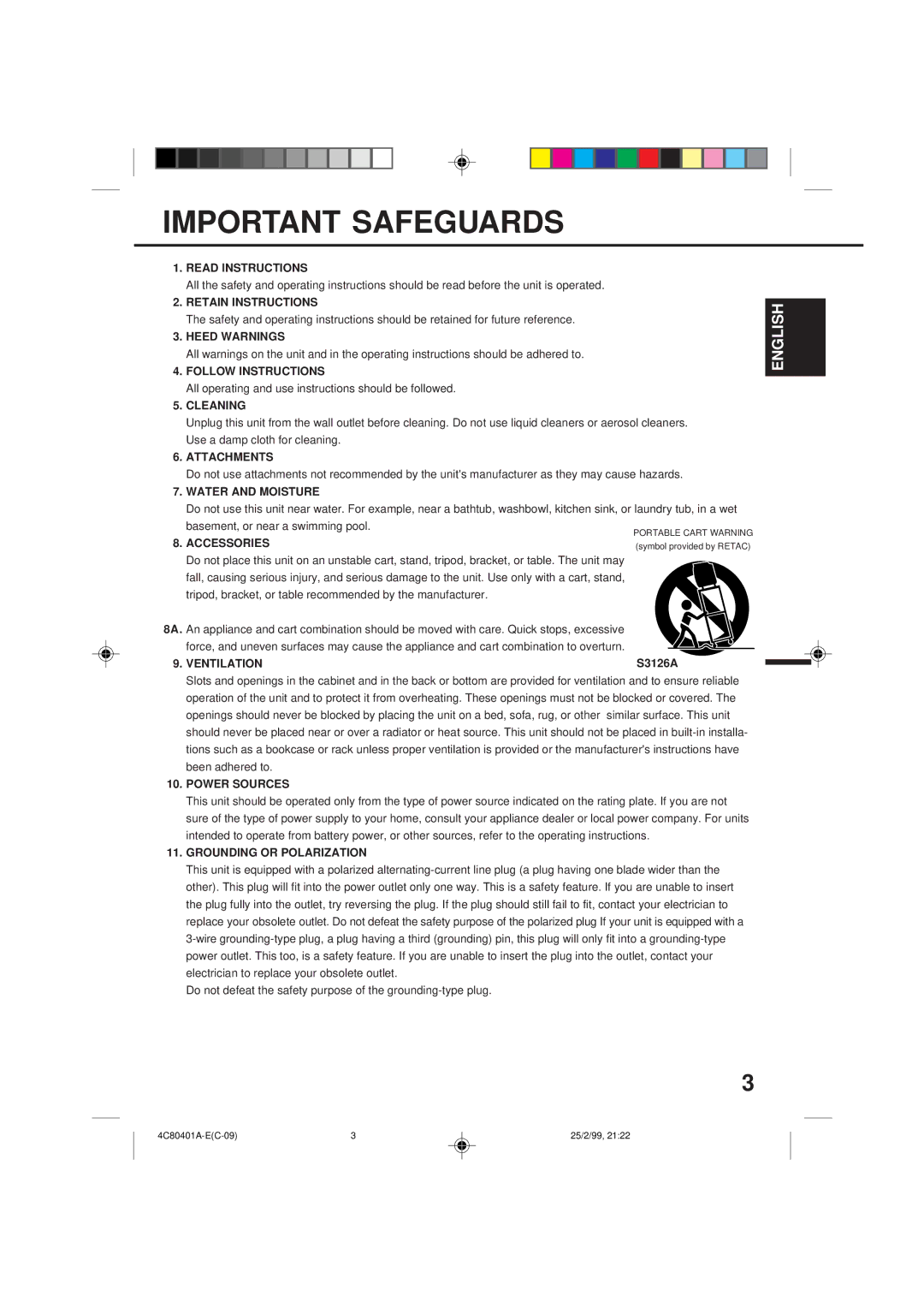 Memorex MVR2040-A Read Instructions, Retain Instructions, Heed Warnings, Follow Instructions, Cleaning, Attachments 