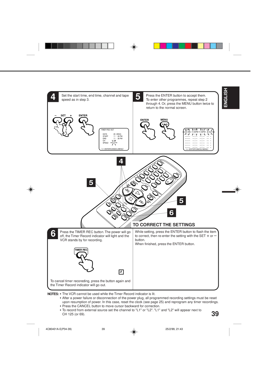 Memorex MVR2040-A owner manual To Correct the Settings 