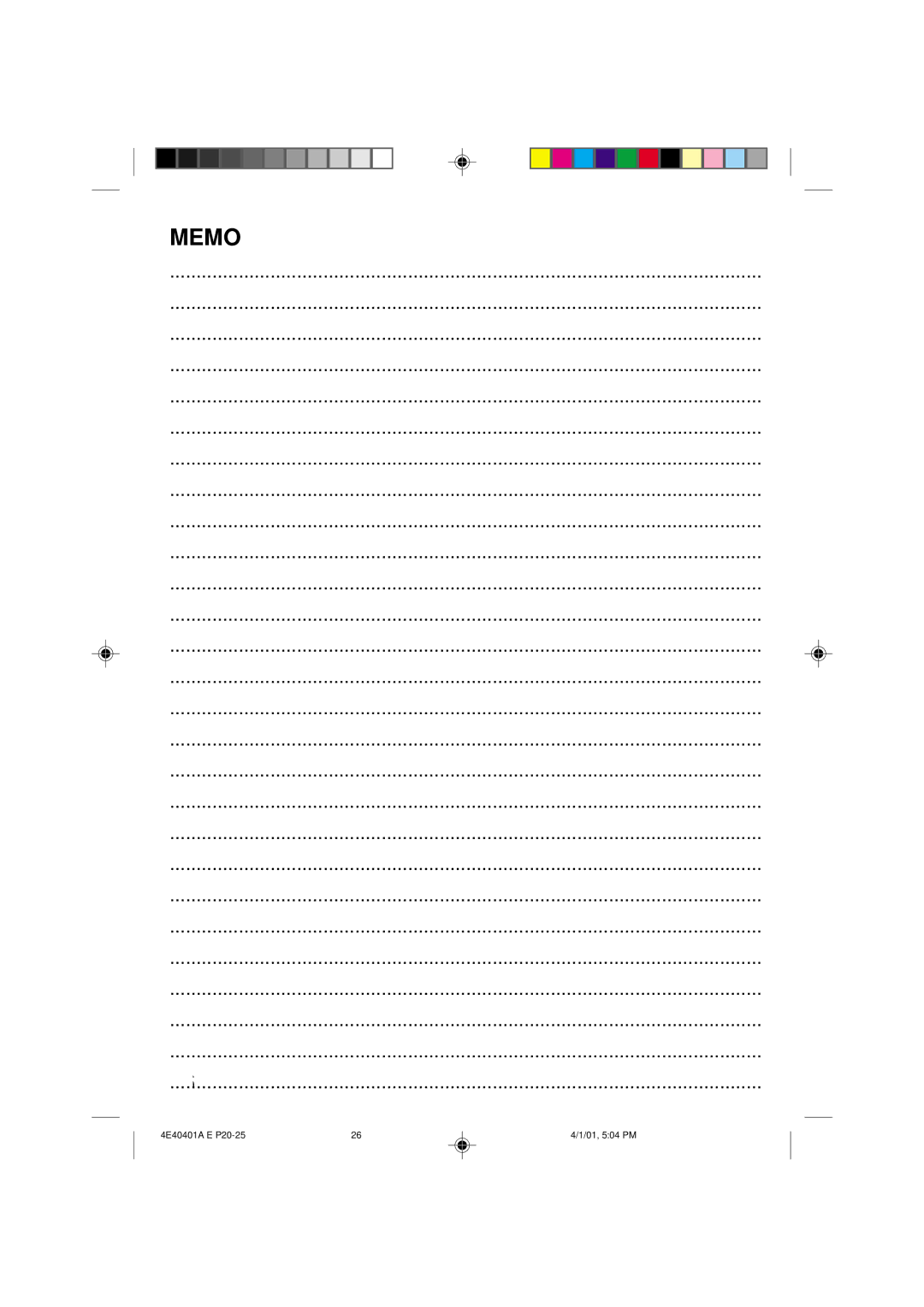 Memorex MVR4041 owner manual Memo 