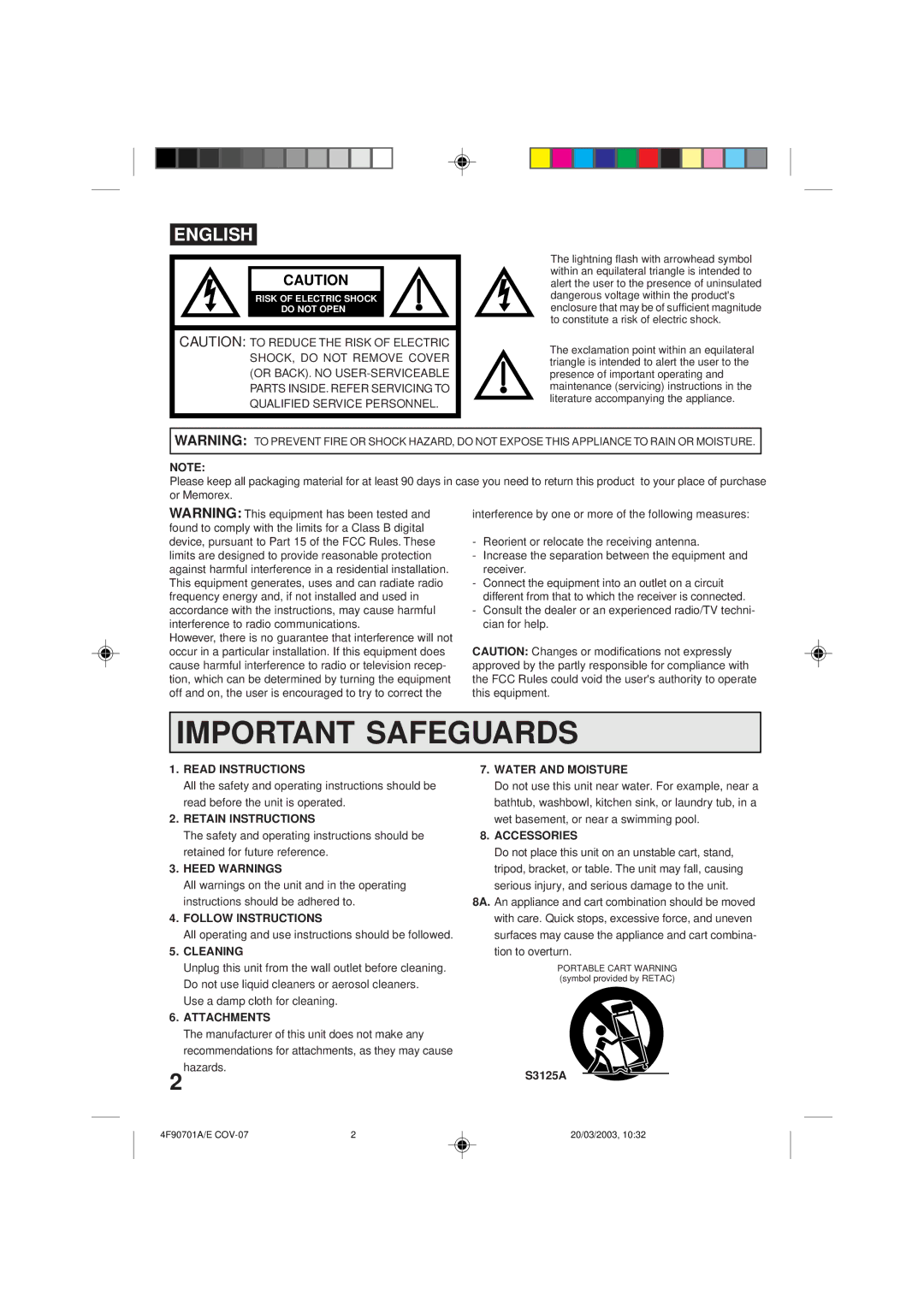 Memorex MVR4042 Read Instructions, Retain Instructions, Heed Warnings, Follow Instructions, Cleaning, Attachments 