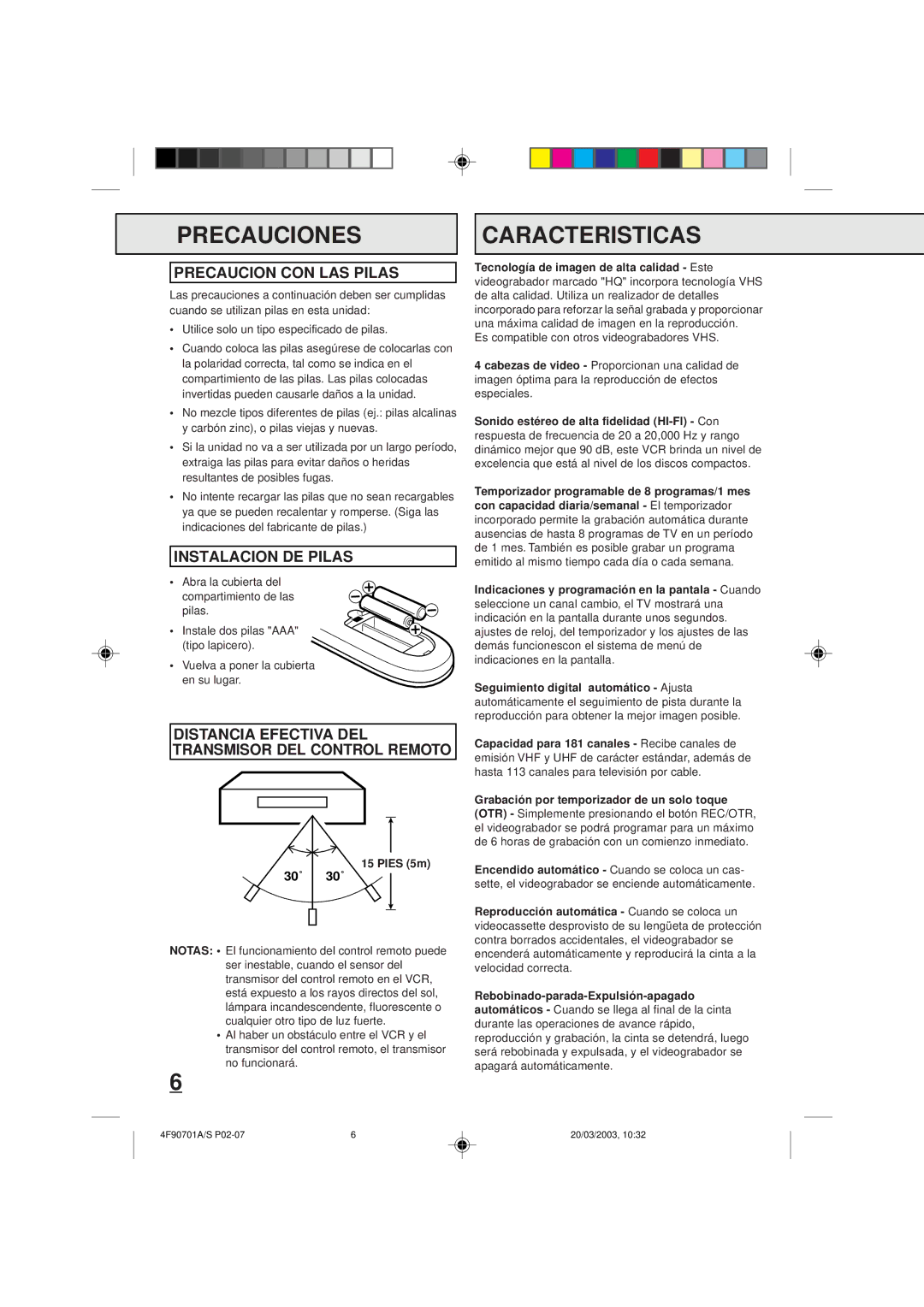 Memorex MVR4042 owner manual Caracteristicas, Precaucion CON LAS Pilas, Instalacion DE Pilas 