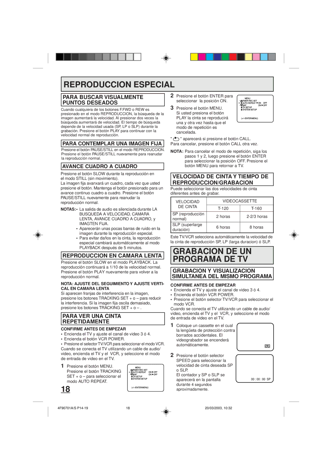 Memorex MVR4042 owner manual Reproduccion Especial, Grabacion DE UN Programa DE TV 