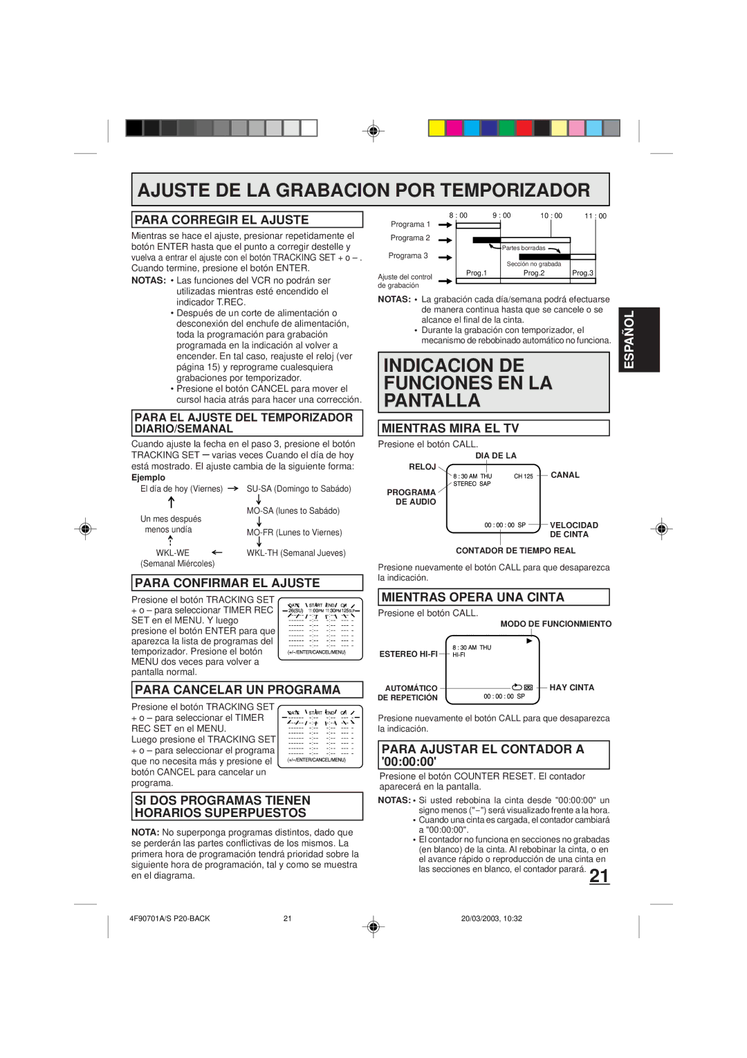 Memorex MVR4042 owner manual Indicacion DE Funciones EN LA Pantalla 