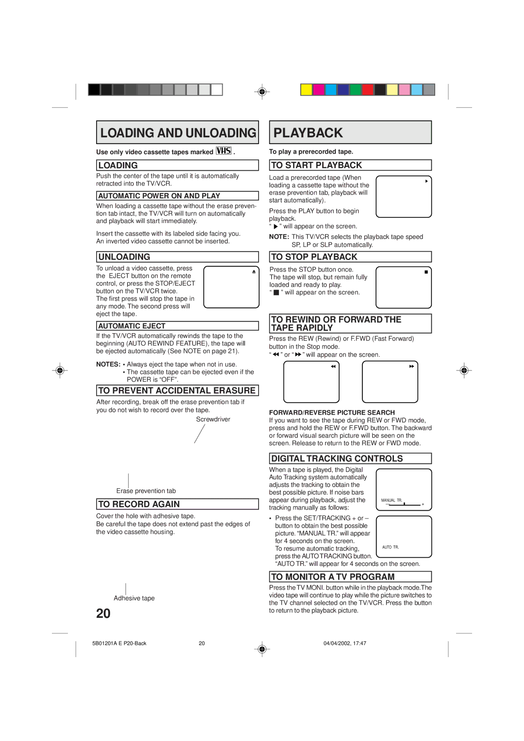 Memorex MVT2090 owner manual Playback 