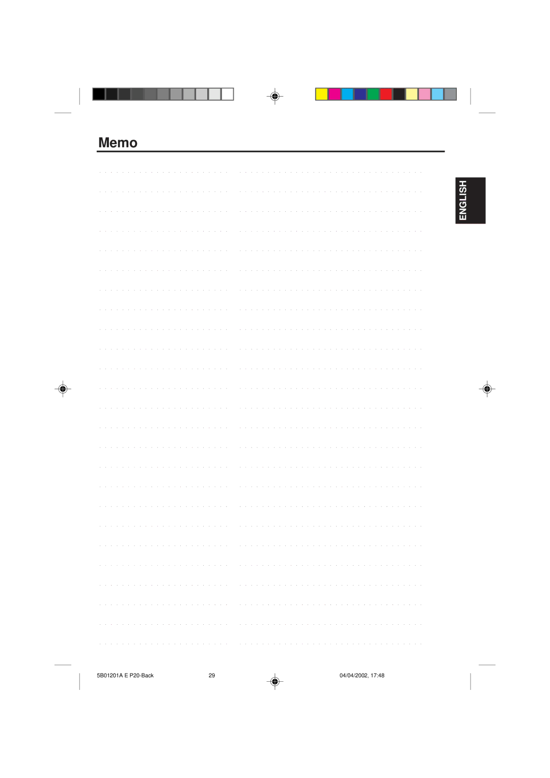 Memorex MVT2090 owner manual Memo 