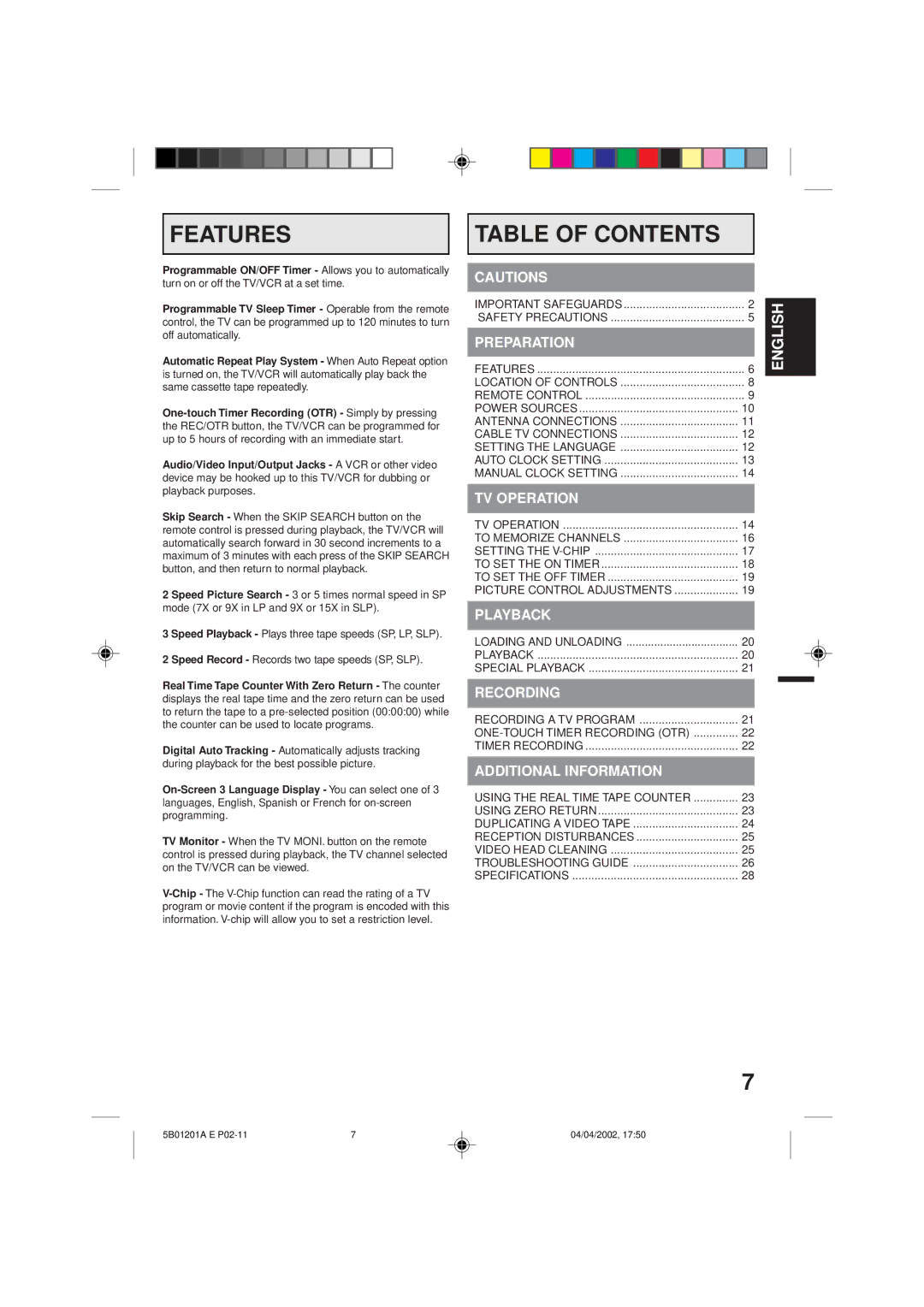 Memorex MVT2090 owner manual Table of Contents 