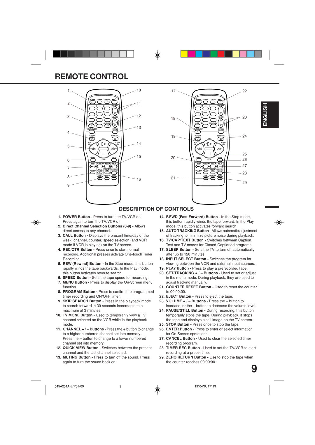 Memorex MVT2195B, MVT2135B owner manual Remote Control, Menu 