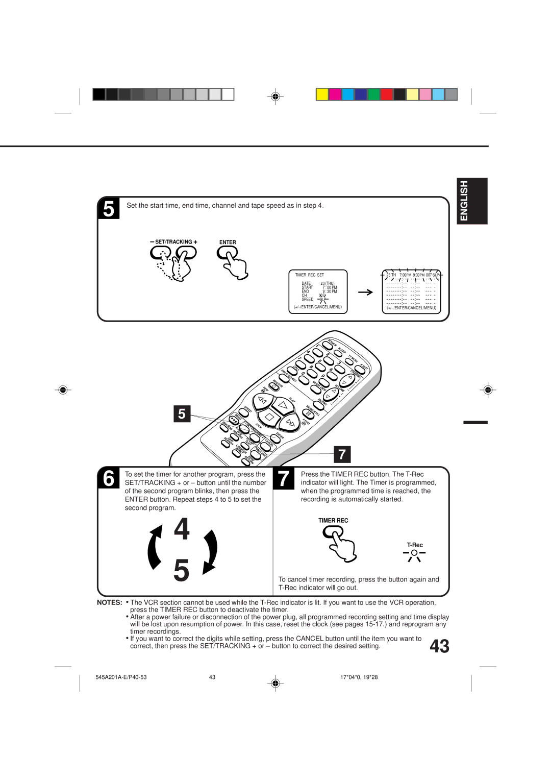 Memorex MVT2195B, MVT2135B owner manual Recording is automatically started, To set the timer for another program, press 