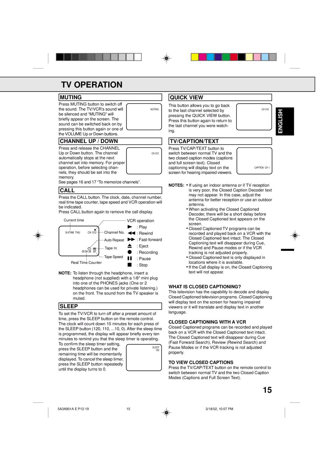 Memorex MVT2137 owner manual TV Operation 