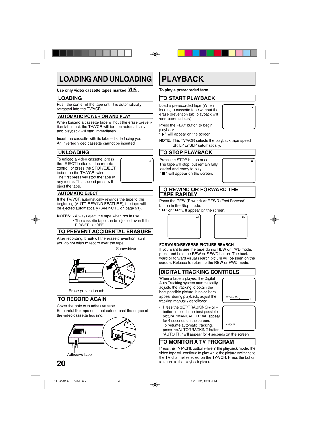 Memorex MVT2137 owner manual Playback 