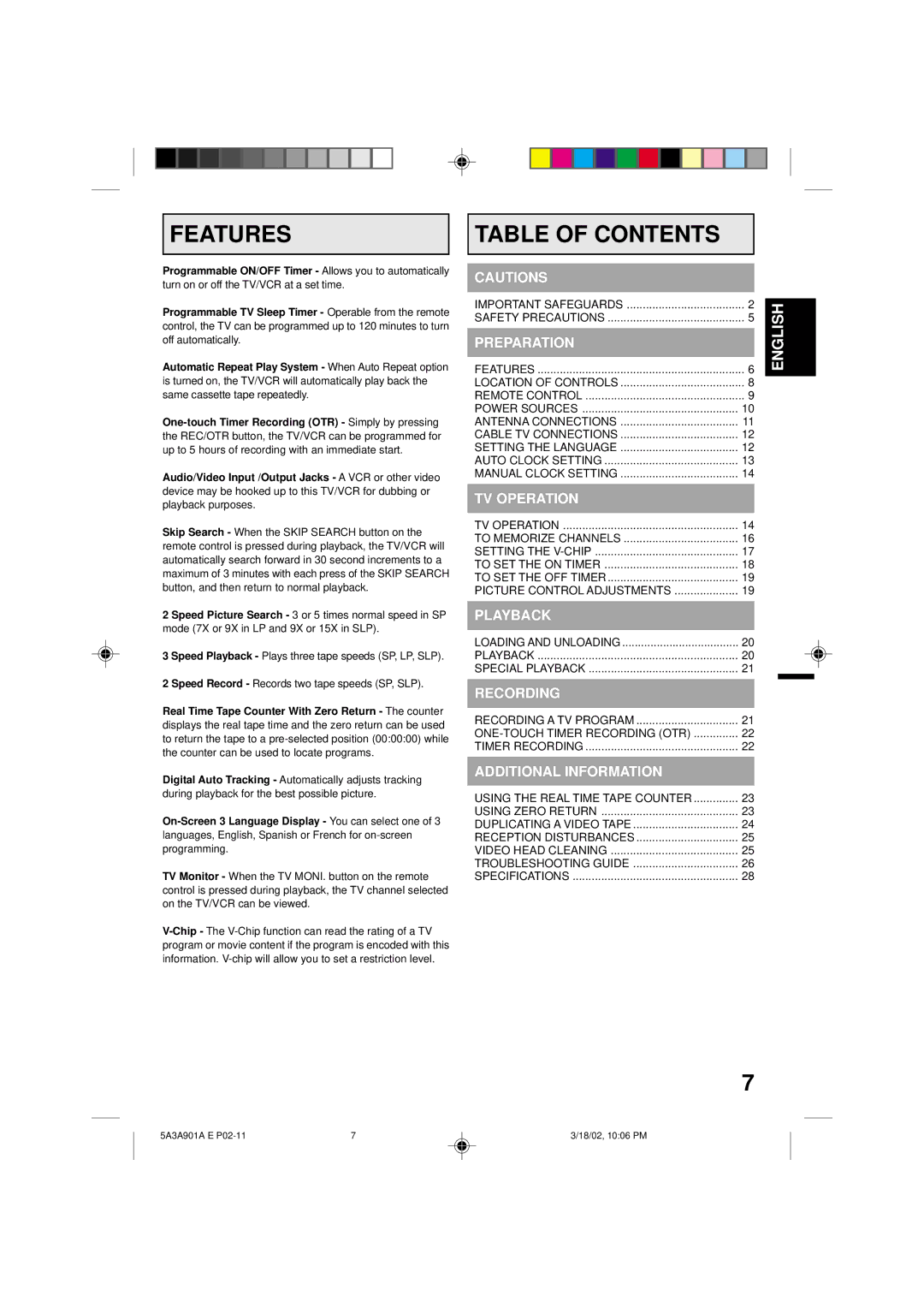 Memorex MVT2137 owner manual Table of Contents 