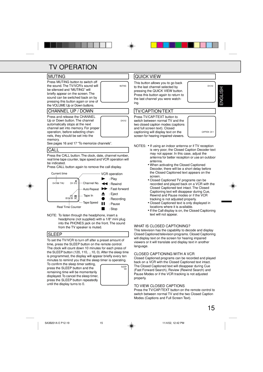 Memorex MVT2139, MVT2140 owner manual TV Operation 