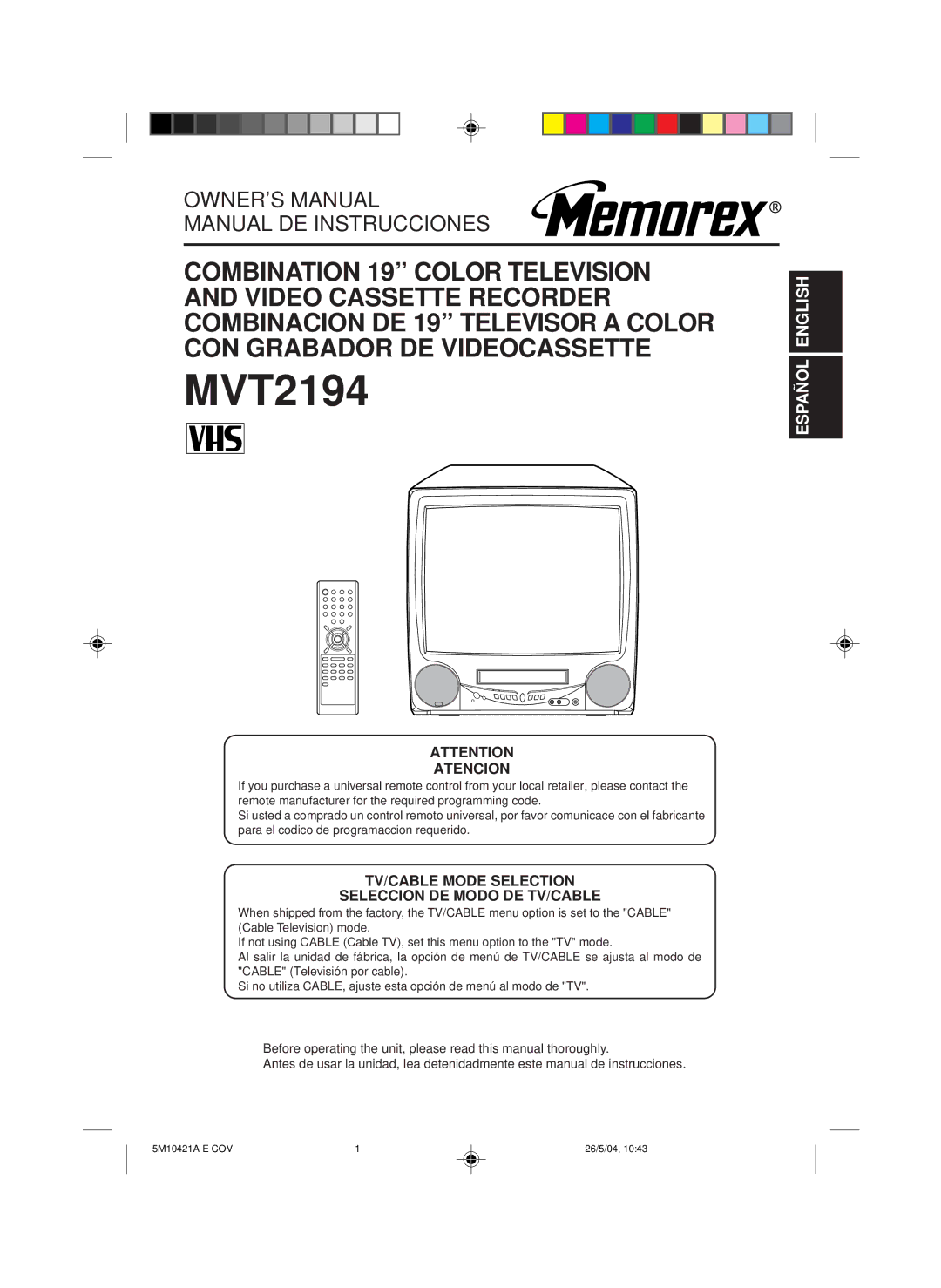 Memorex MVT2194 owner manual 